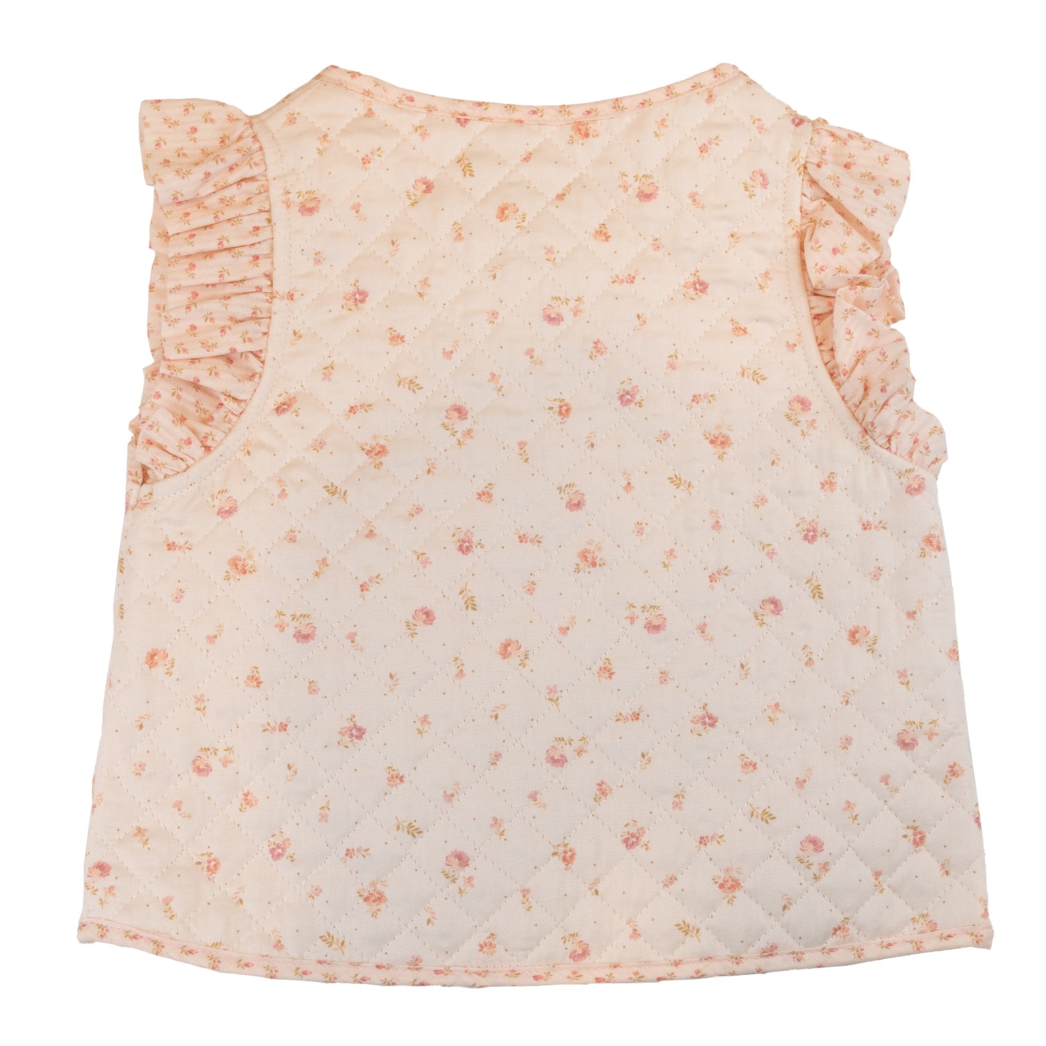 Girl Pink Flowers Quilted Sleeveless Jacket