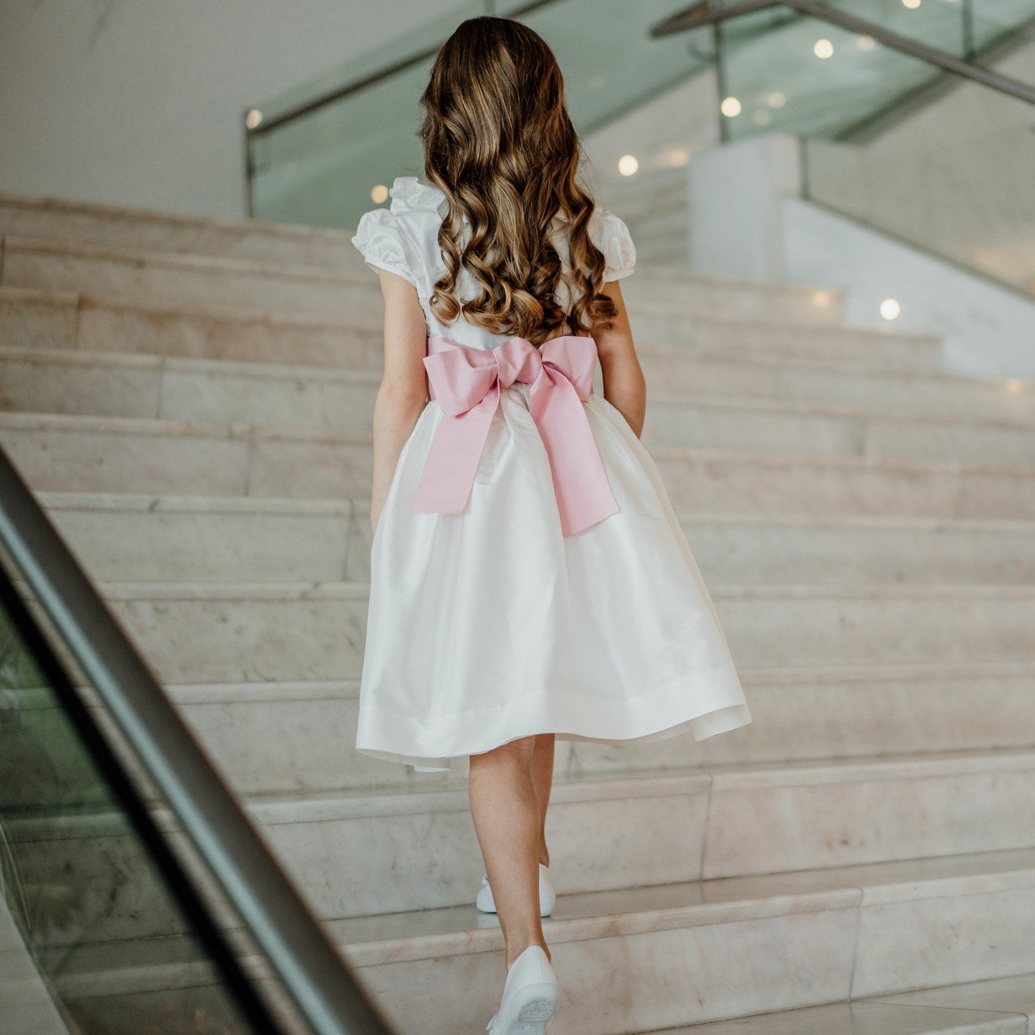 Flower Girl White Silk Dress