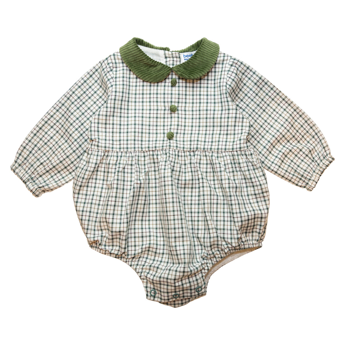 Baby Green Check Romper