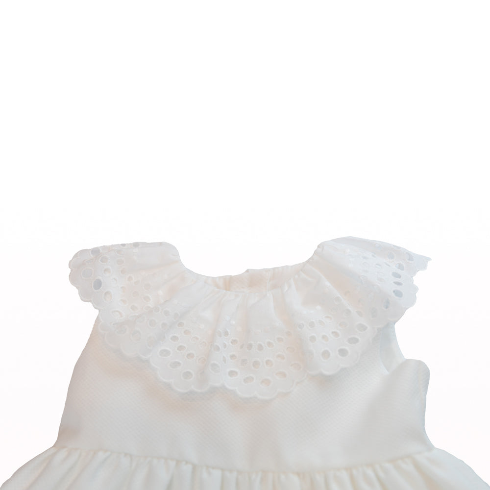 Girl White Pique Sleeveless Dress