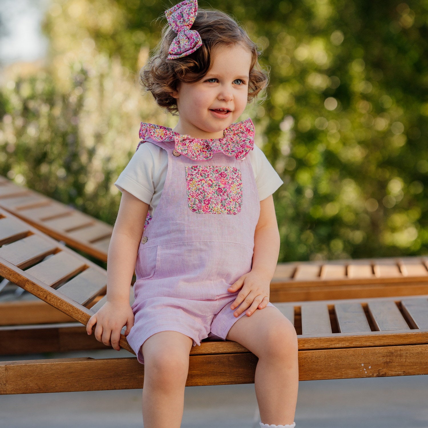 Baby Candy Stripe Linen Dungarees
