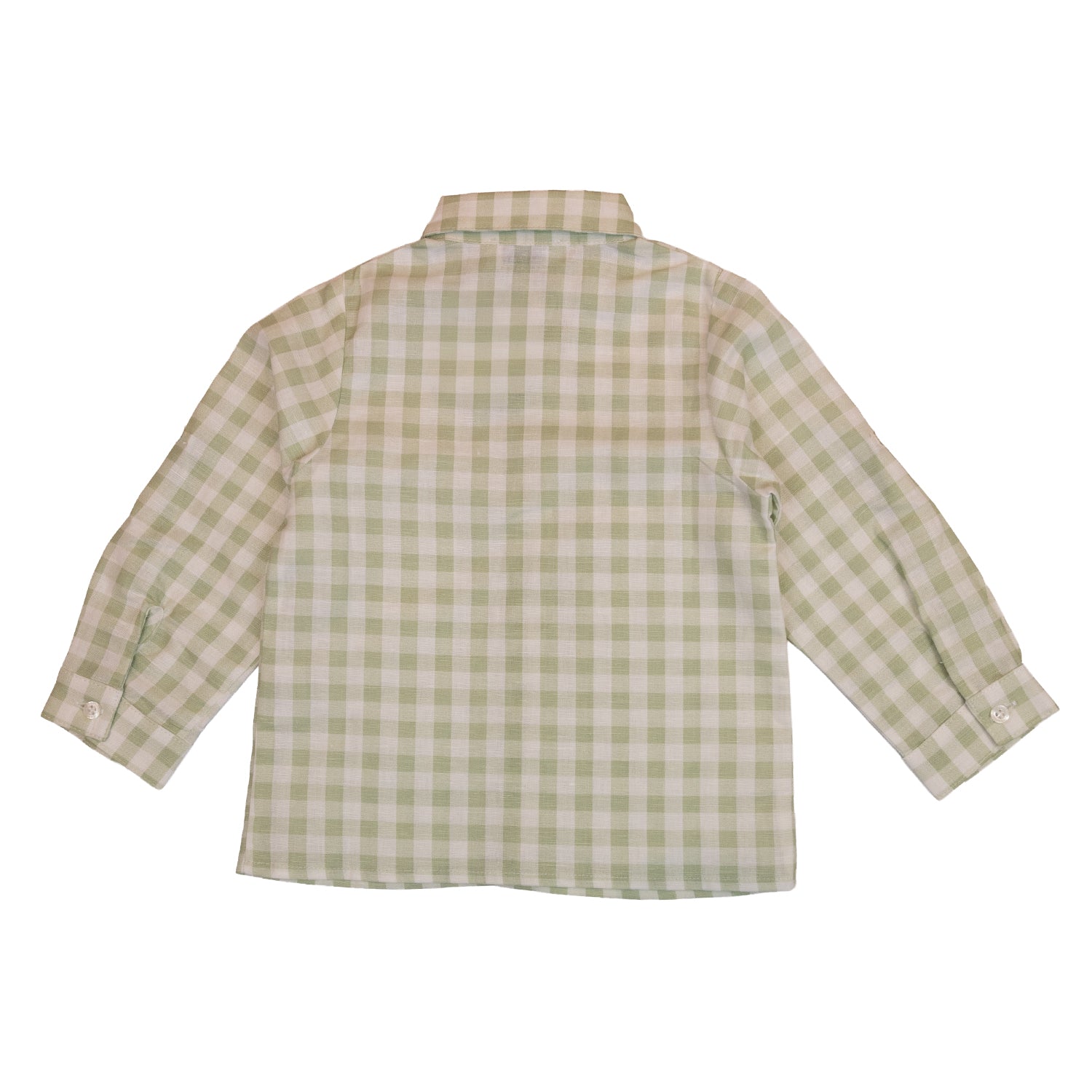 Boy Sage Gingham Linen Shirt