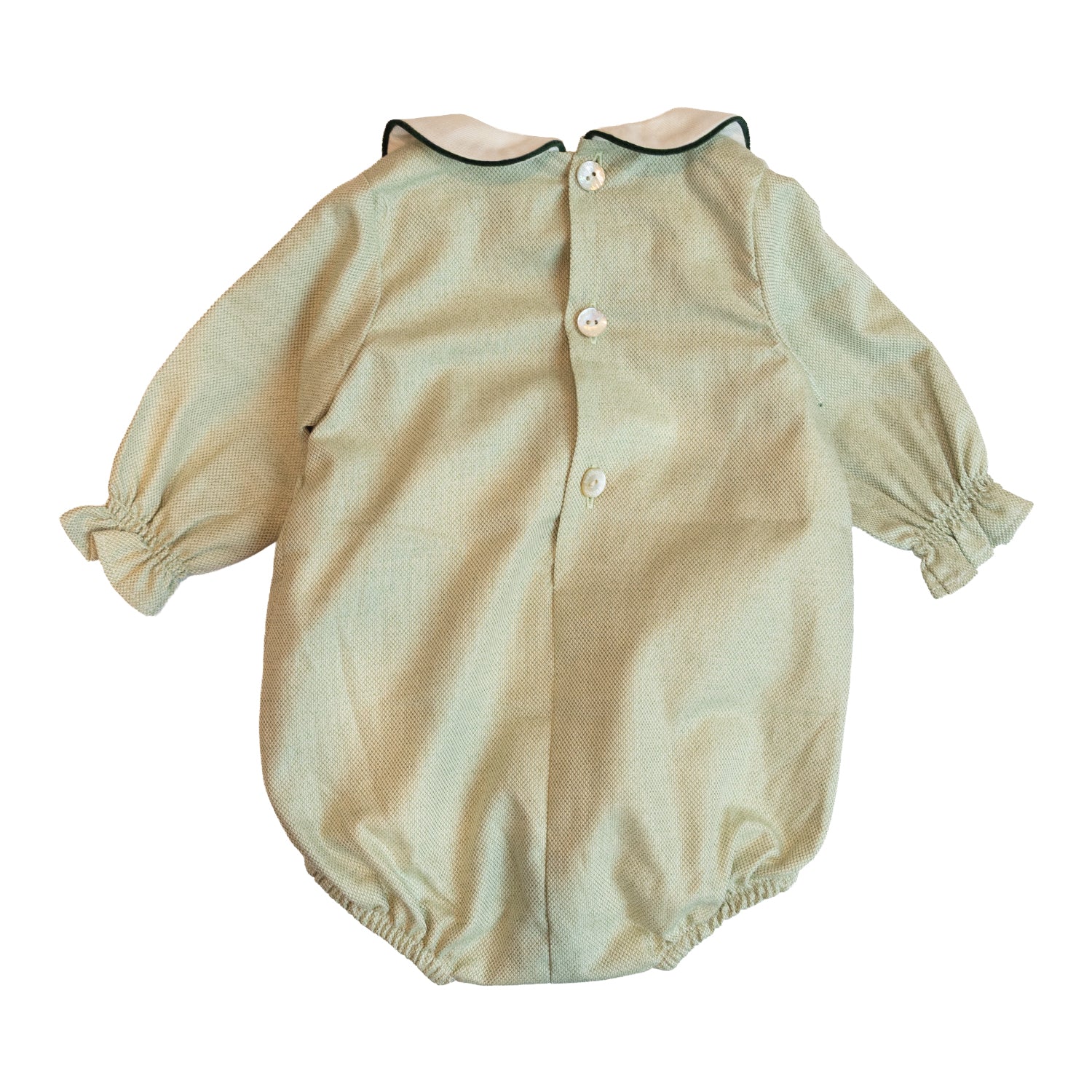 Baby Botanical Green Hand Smocked Romper