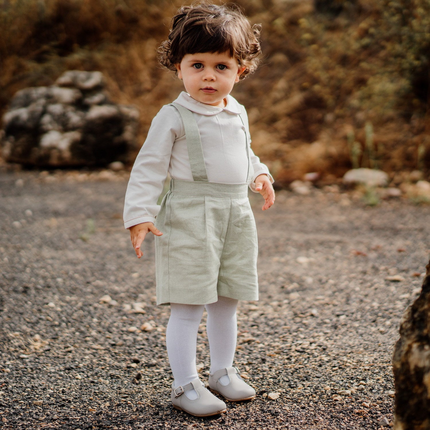 Baby Botanical Green Shorts with Braces