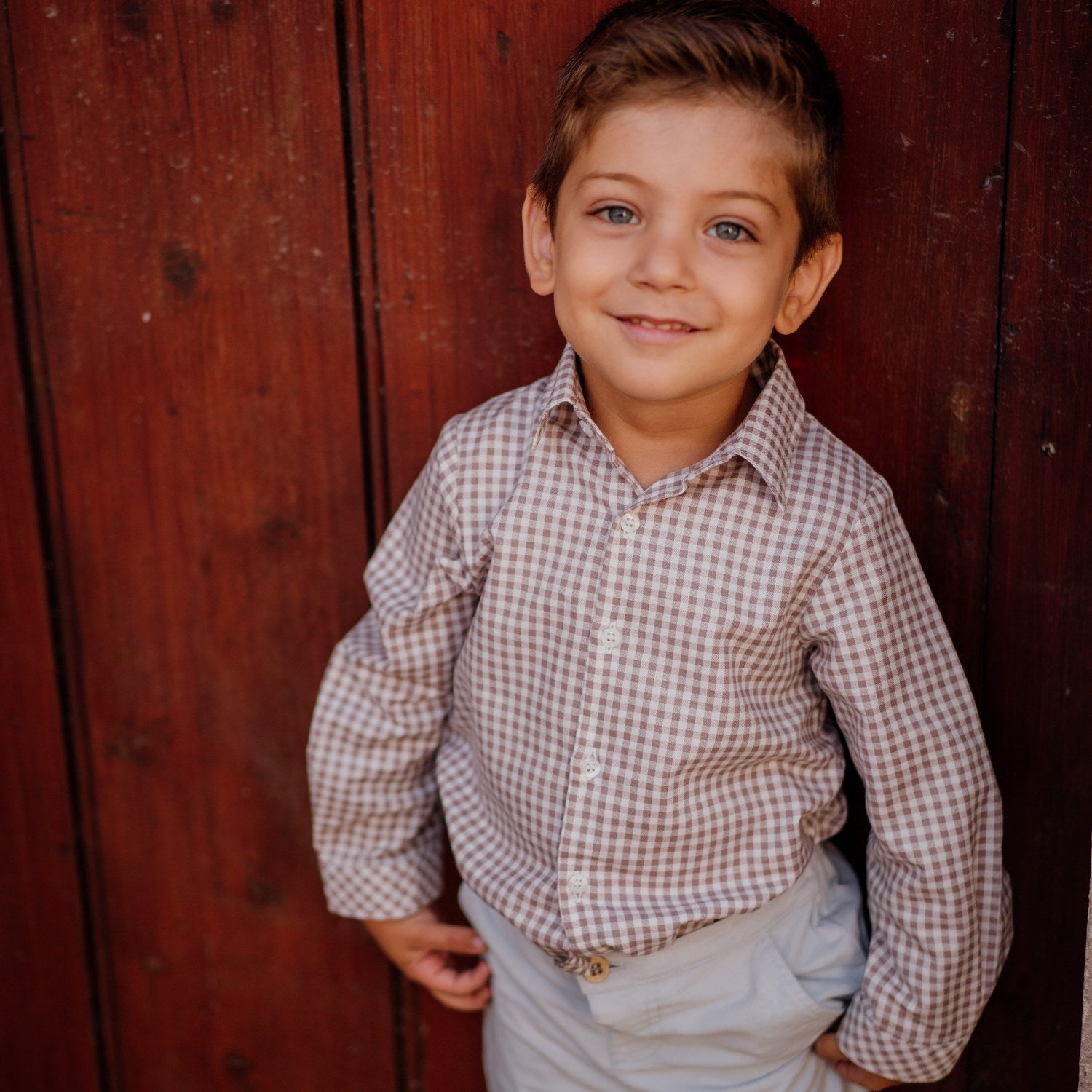 Boy Almond Gingham Shirt