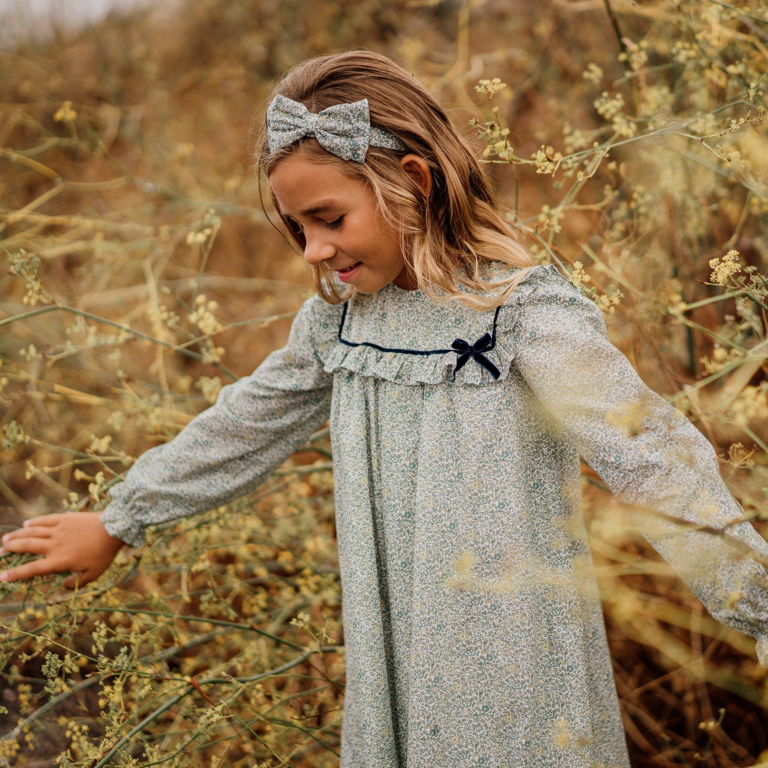 Girl Katie & Millie Green Liberty Dress