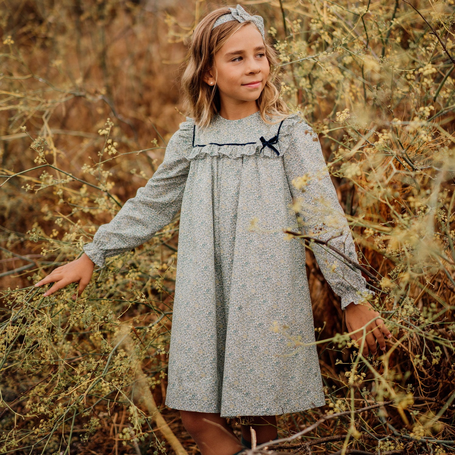 Girl Katie & Millie Green Liberty Dress