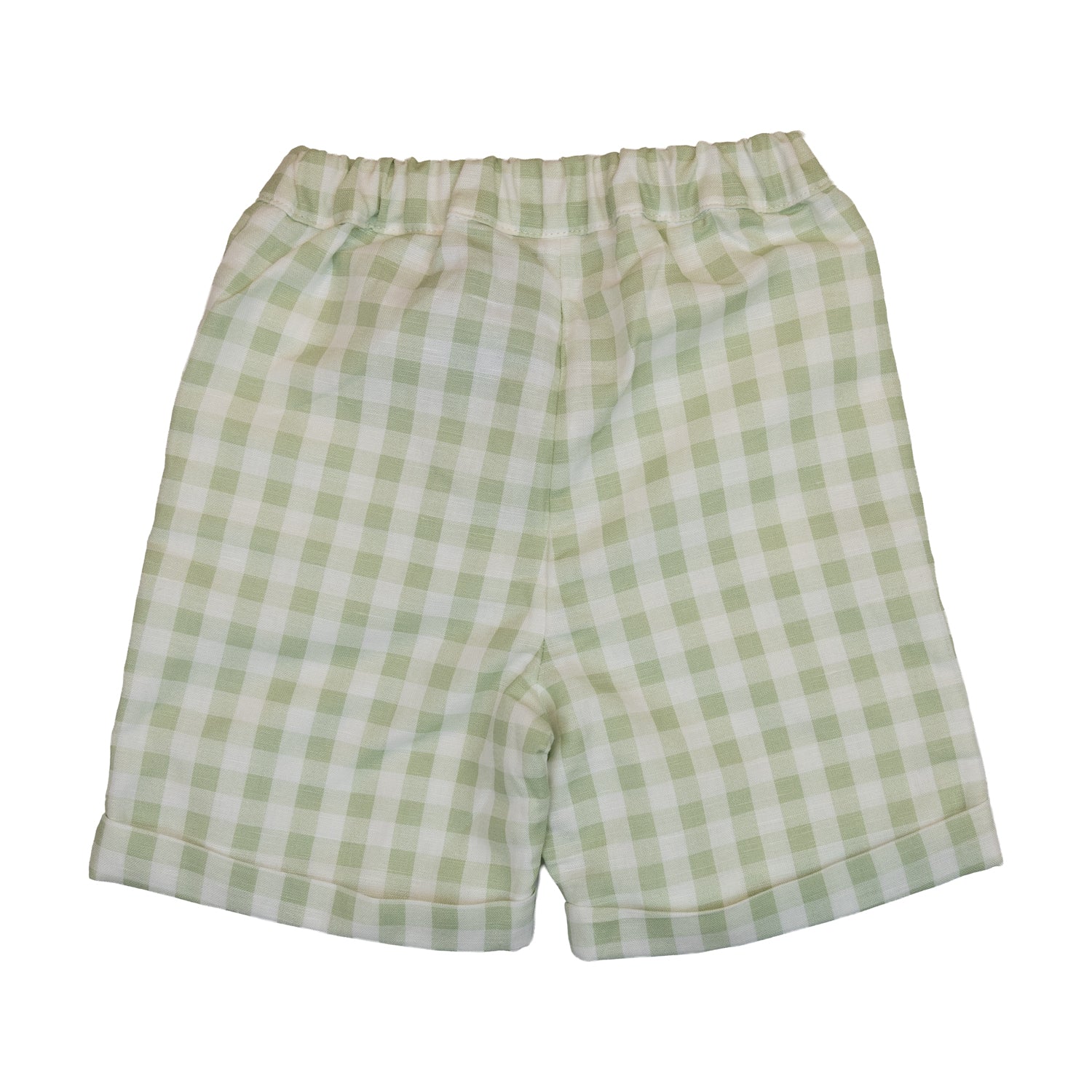 Boy Sage Gingham Linen Shorts
