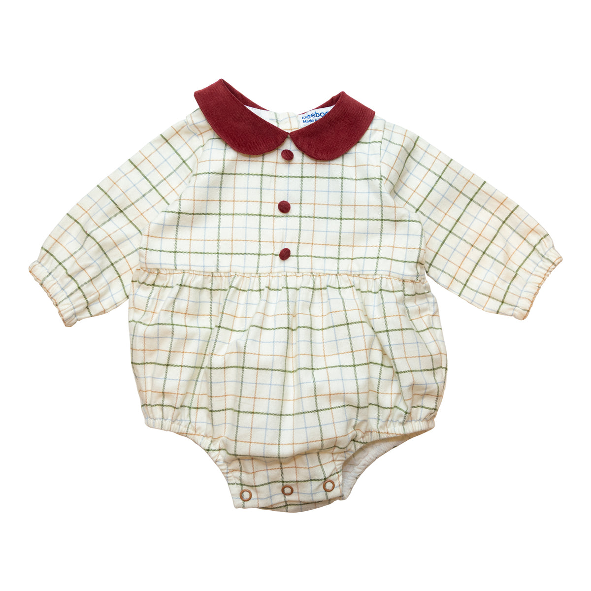 Baby Beige Check Romper