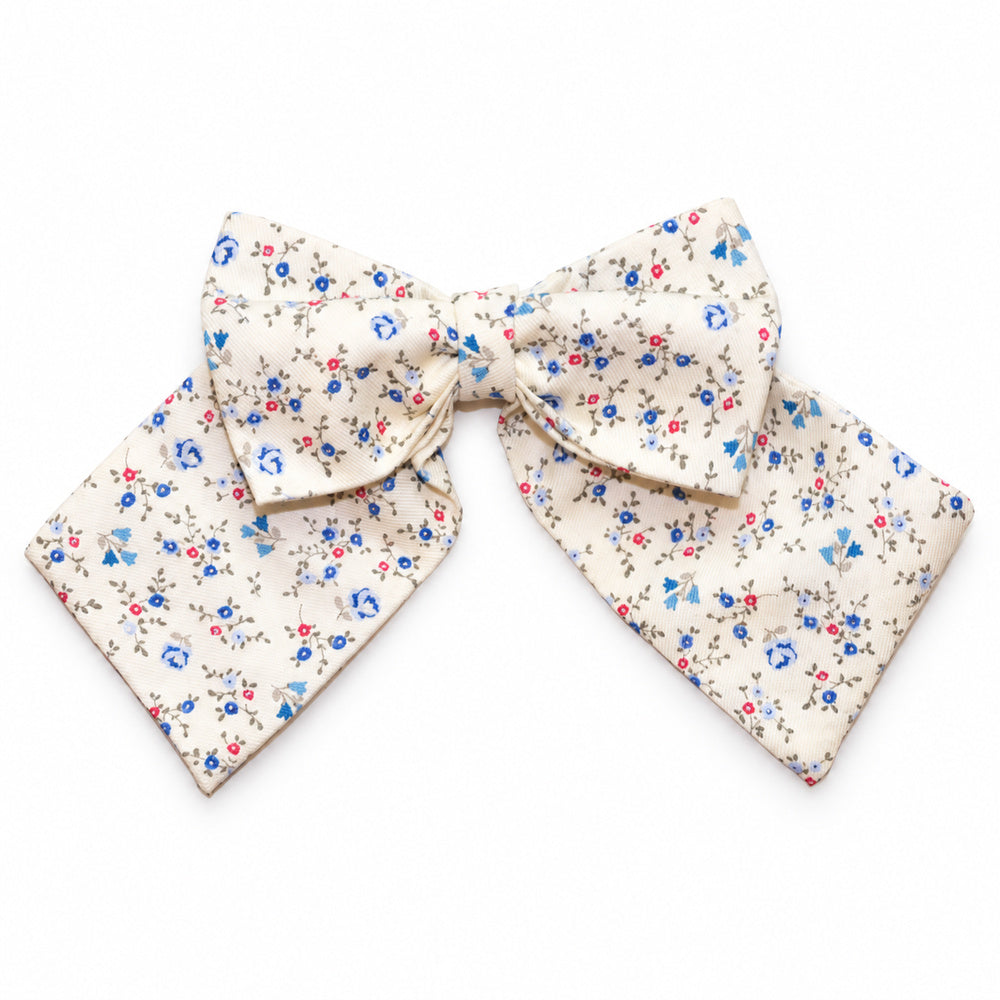 Girl Blue Floral Large Bow Clip