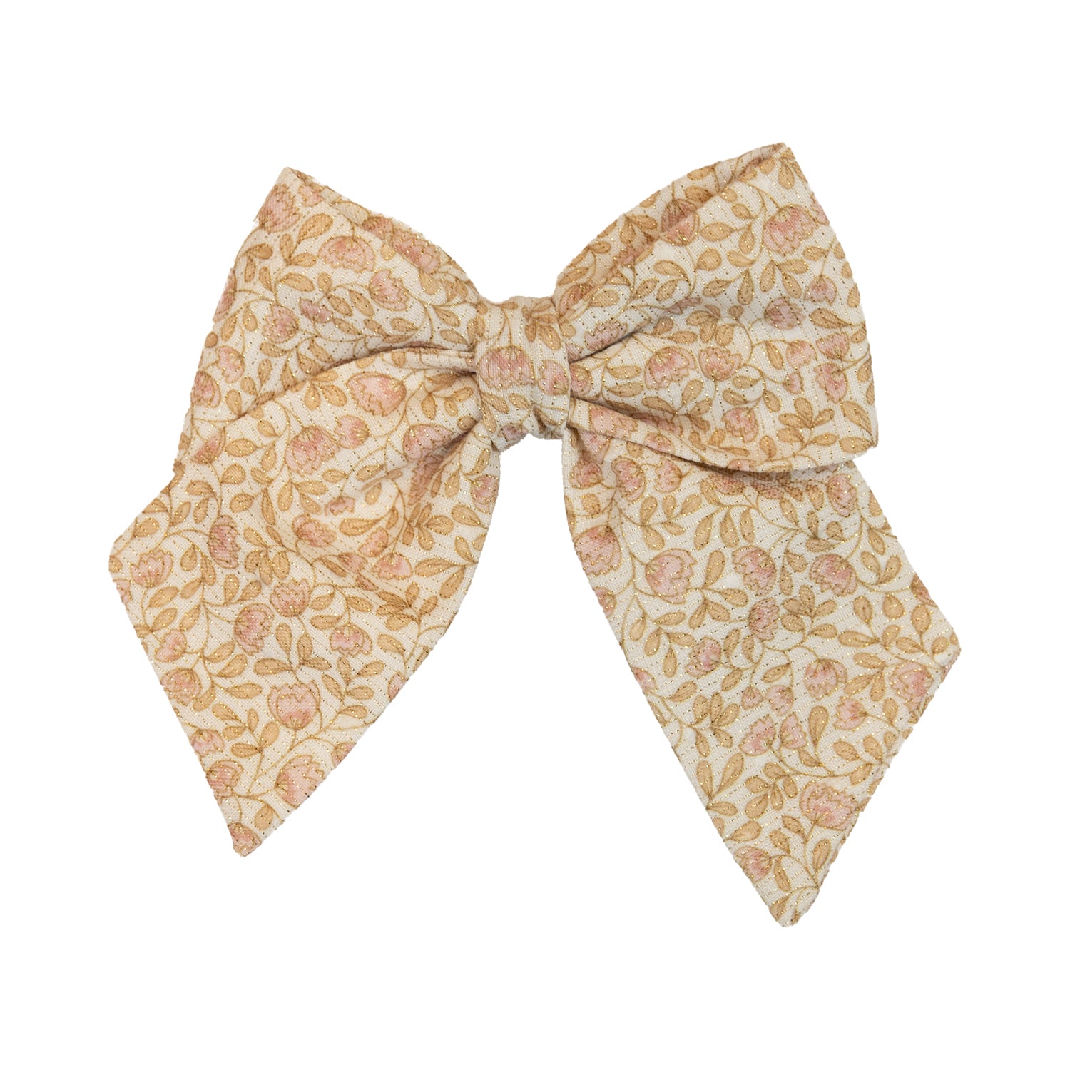 Girl Blush Bloom Metallisé Long Bow Clip