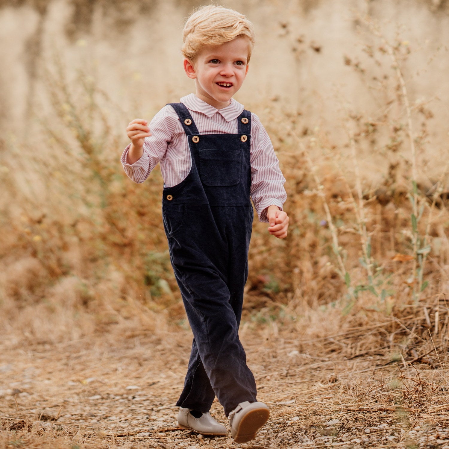 Baby Navy Whisper Cord Dungarees