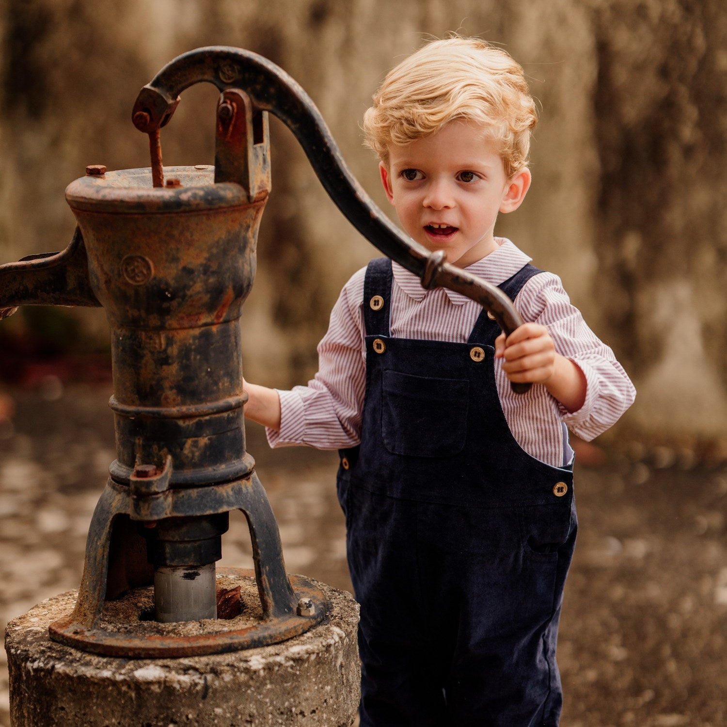Baby Navy Whisper Cord Dungarees