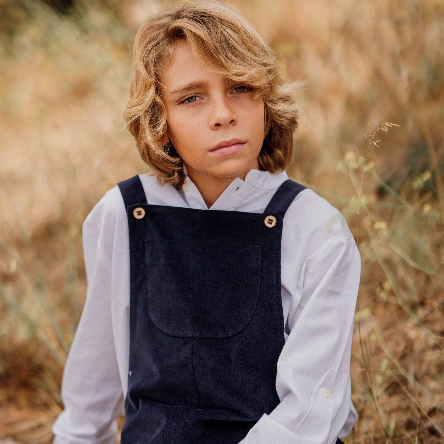 Boy Navy Whisper Cord Dungarees