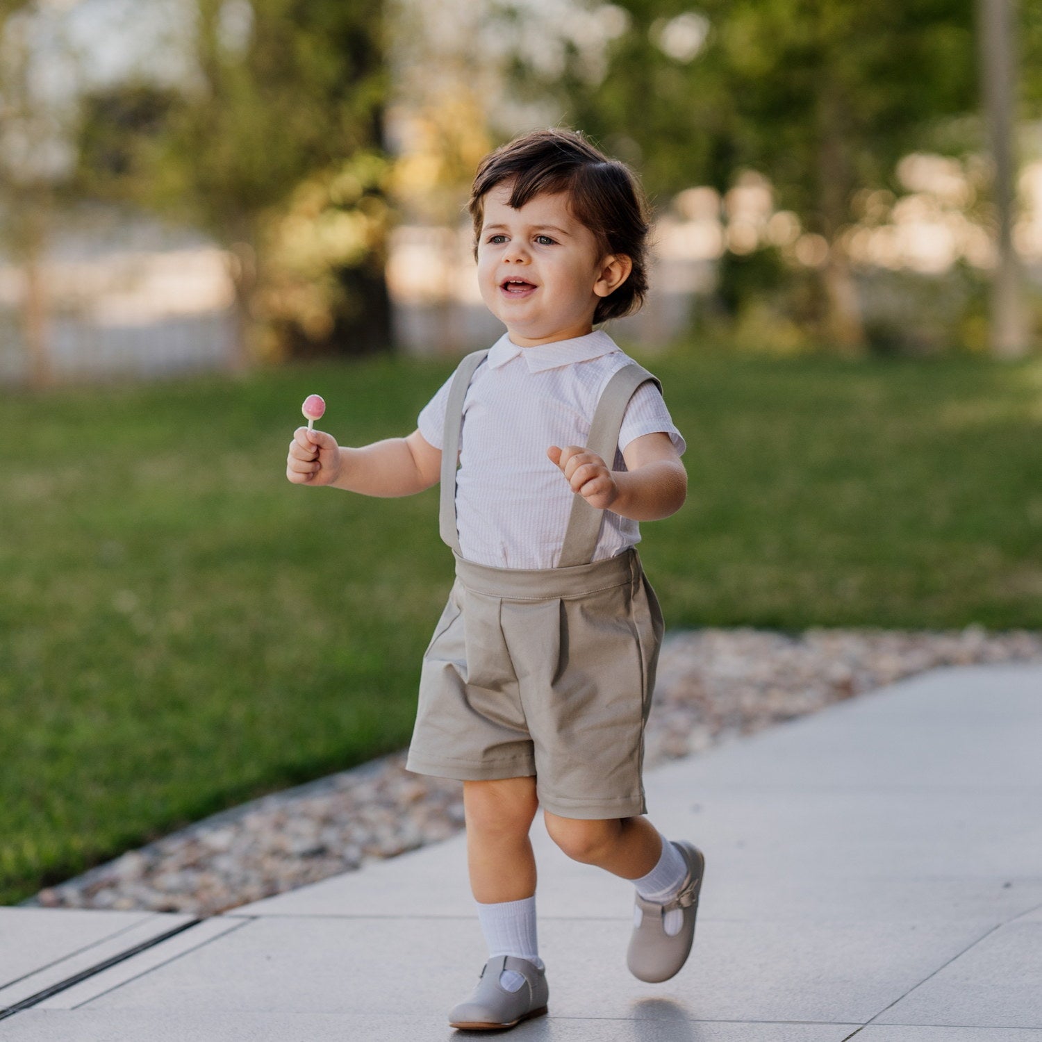 Baby Khaki Shorts with Braces