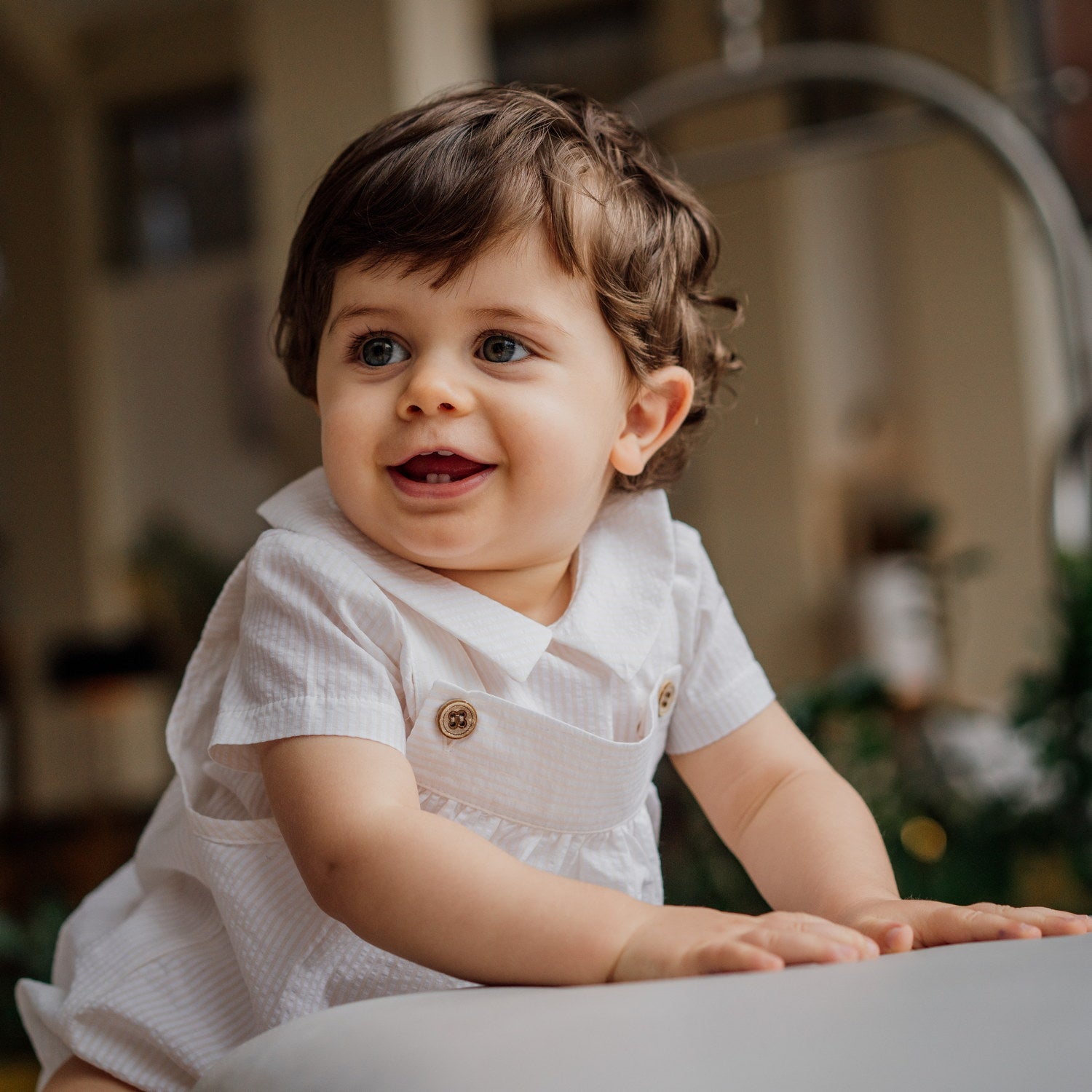 Baby Cream Stripe Seersucker Shirt