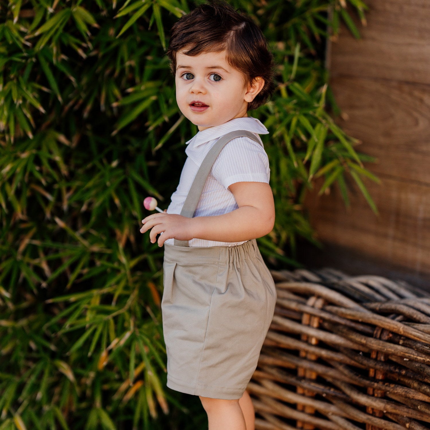 Baby Khaki Shorts with Braces