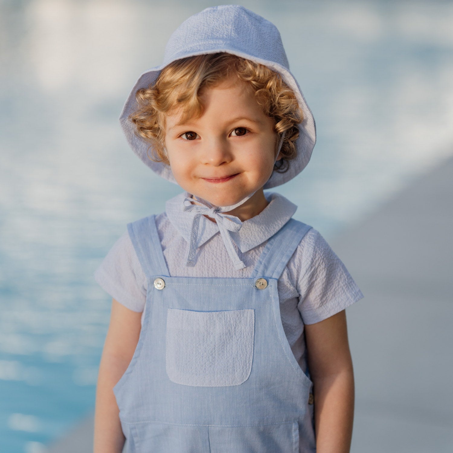 Baby Blue Dream Linen Dungarees
