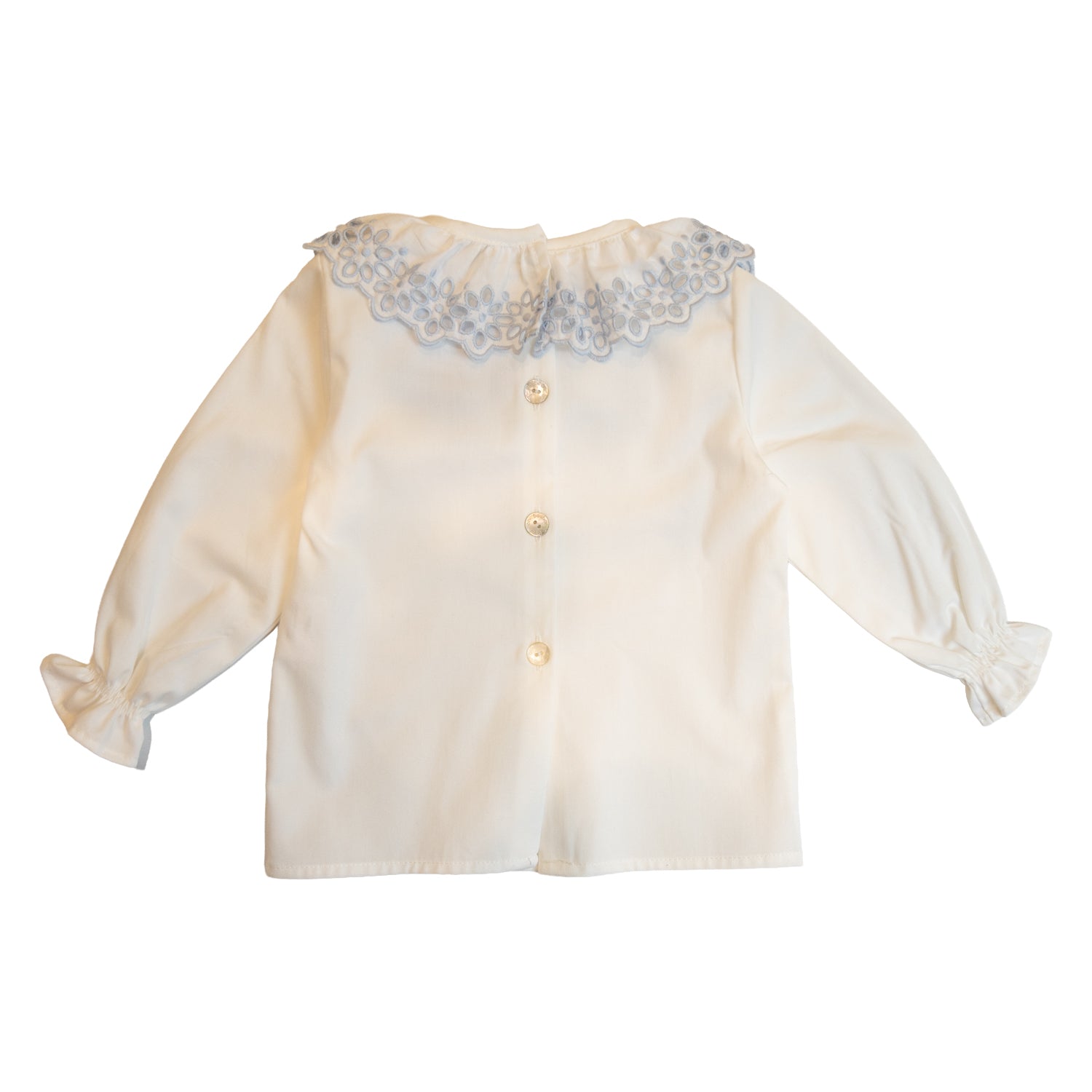 Girl White Blouse with Blue Embroidery