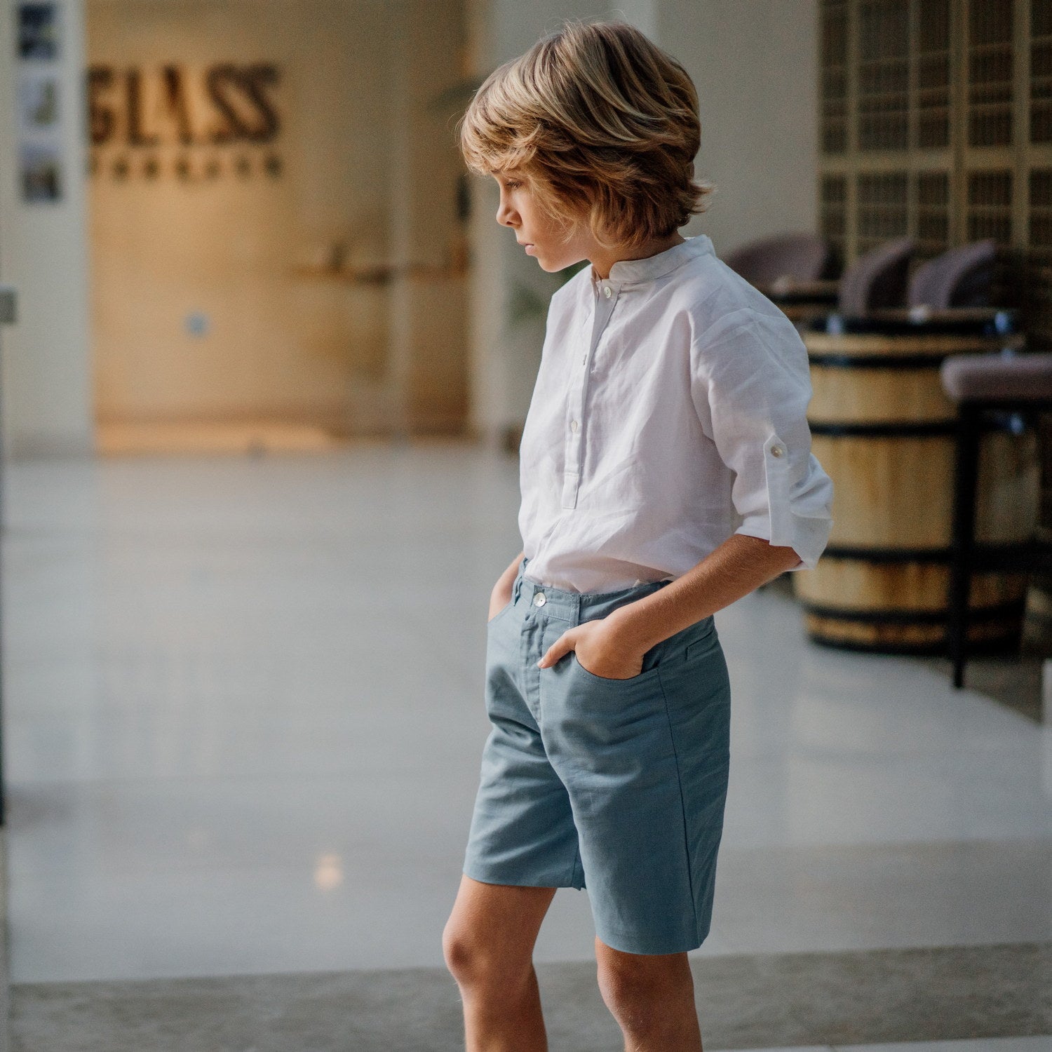 Boy Blue Linen Shorts