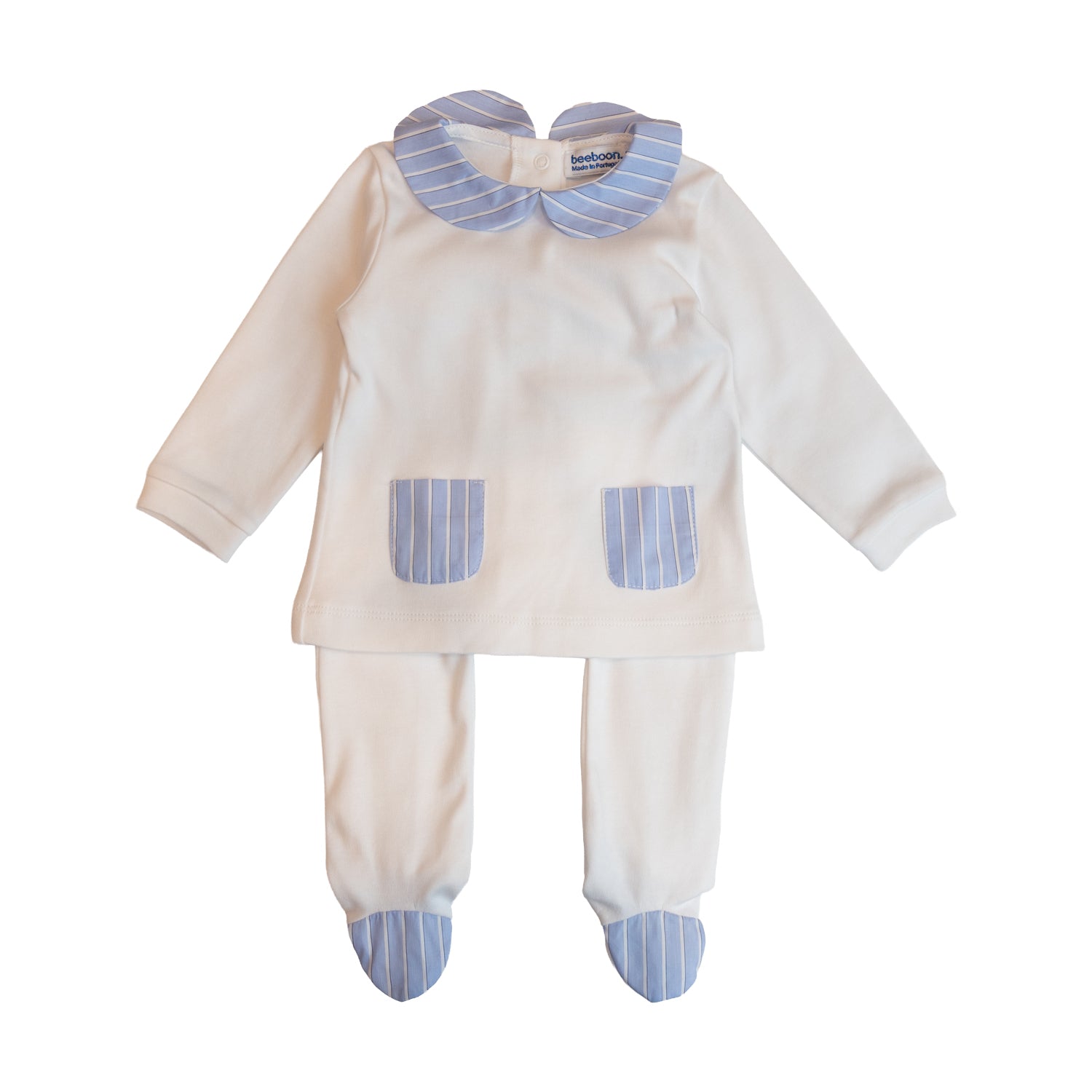 Baby Blue Stripe & White Set