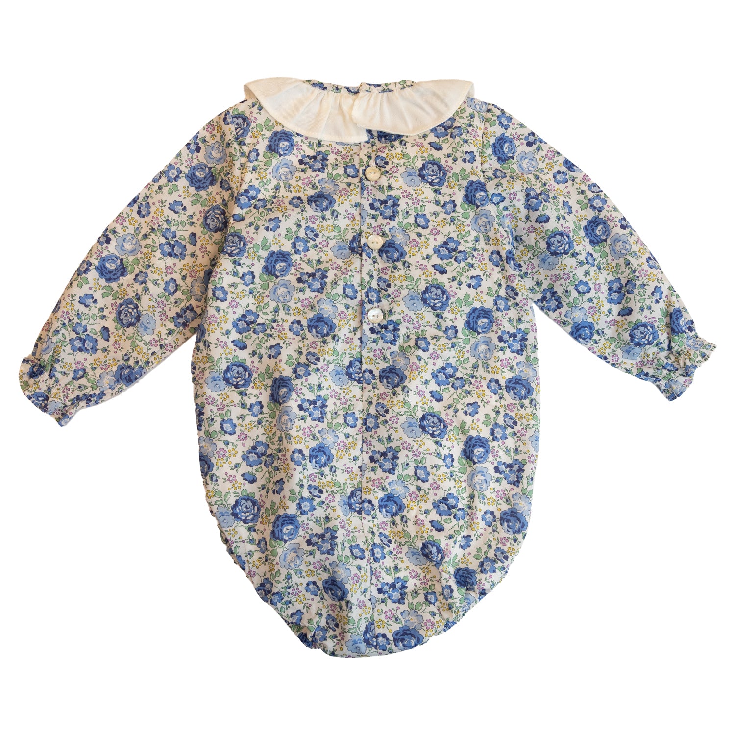Baby Felicite Blue Liberty Hand Smocked Romper