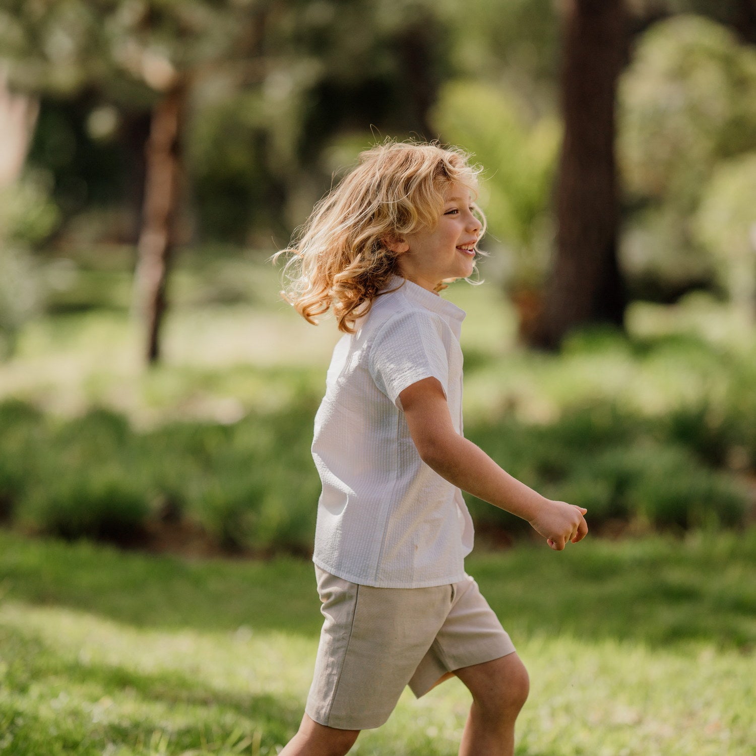 Boy Khaki Linen Shorts