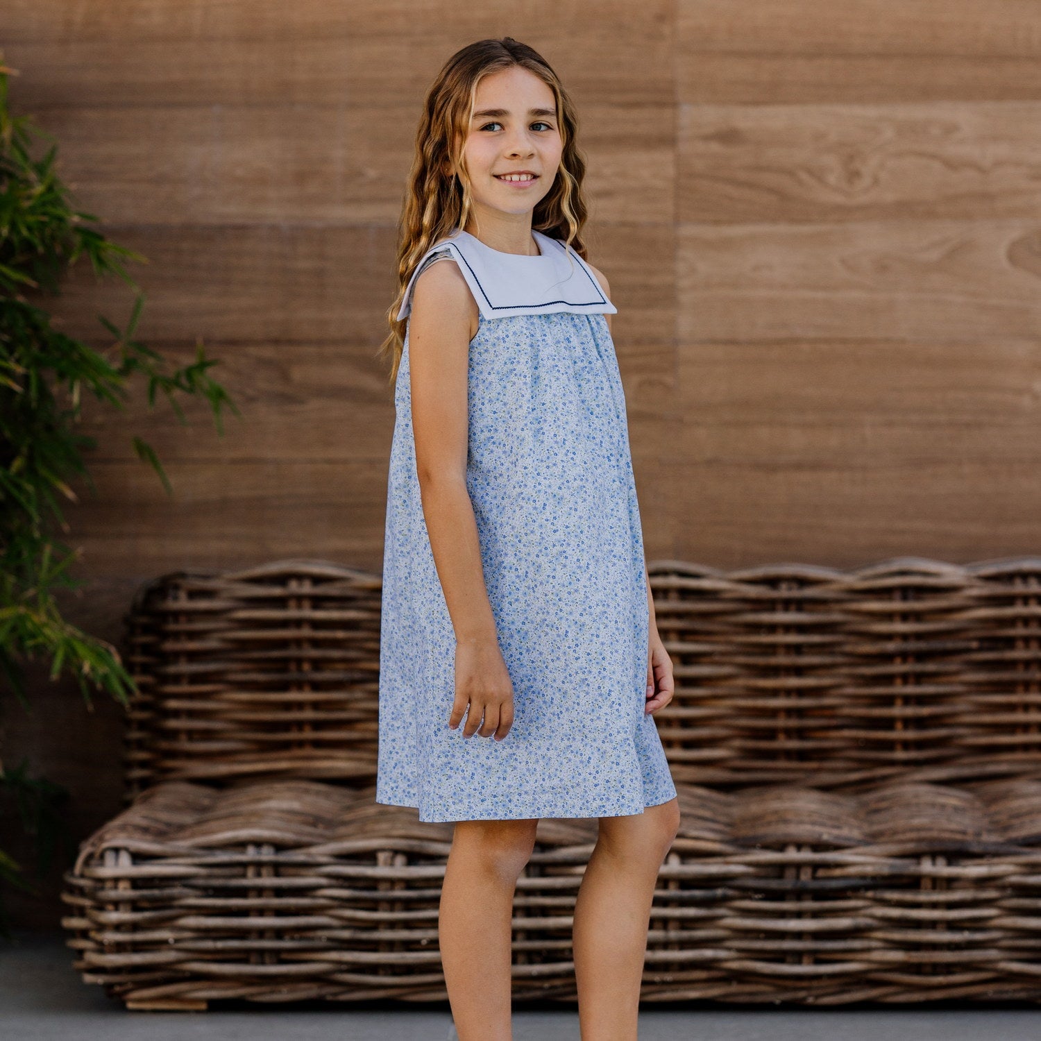 Girl Soft Blue Meadow Sailor Dress
