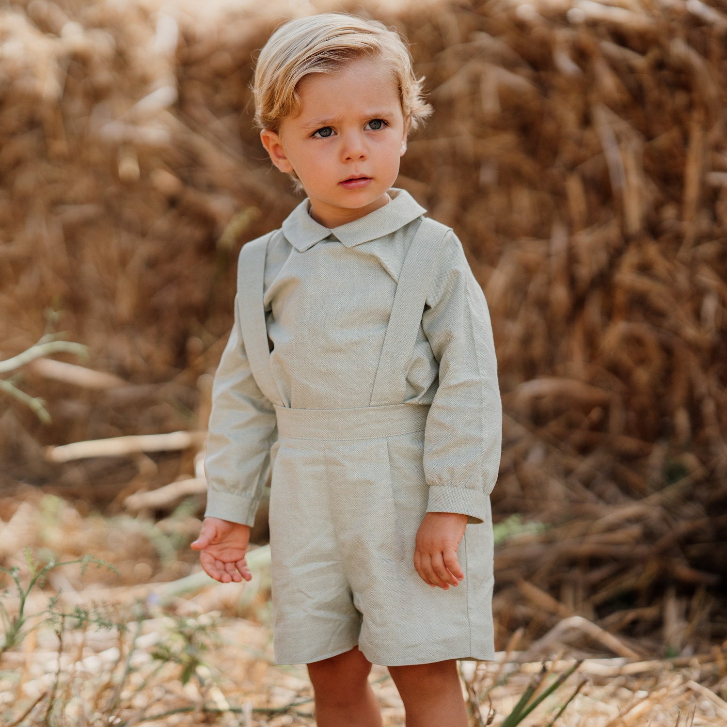 Baby Botanical Green Shorts with Braces