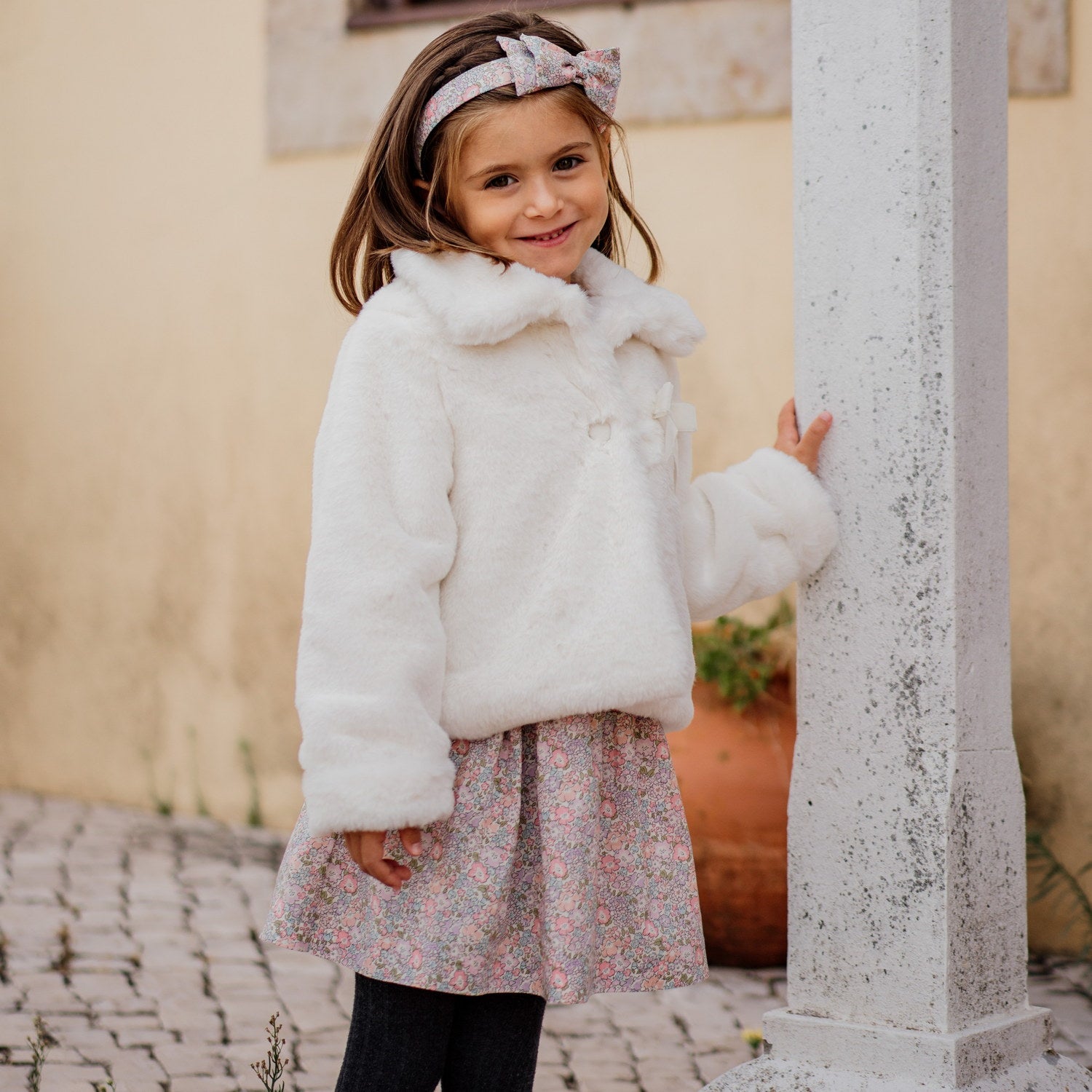 Girl Cream Faux Fur Jacket
