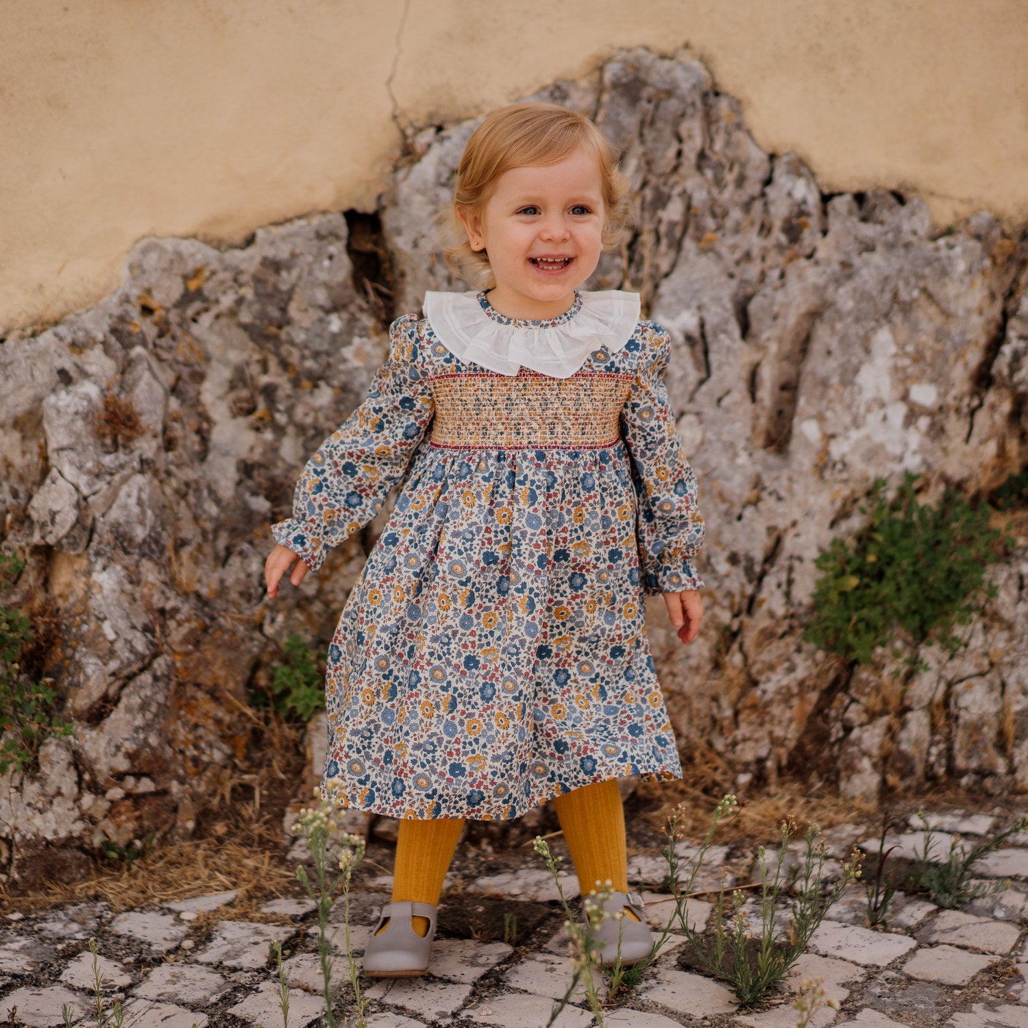 Girl D'Anjo Liberty Hand Smocked Dress