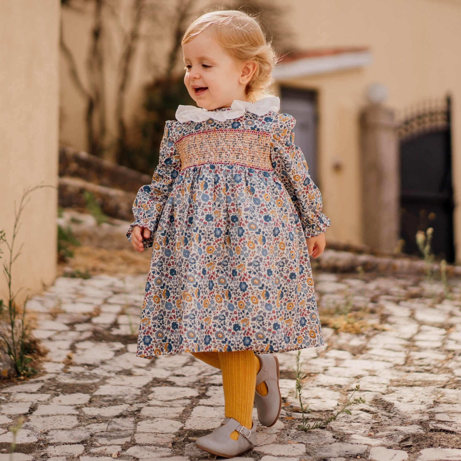Girl D'Anjo Liberty Hand Smocked Dress