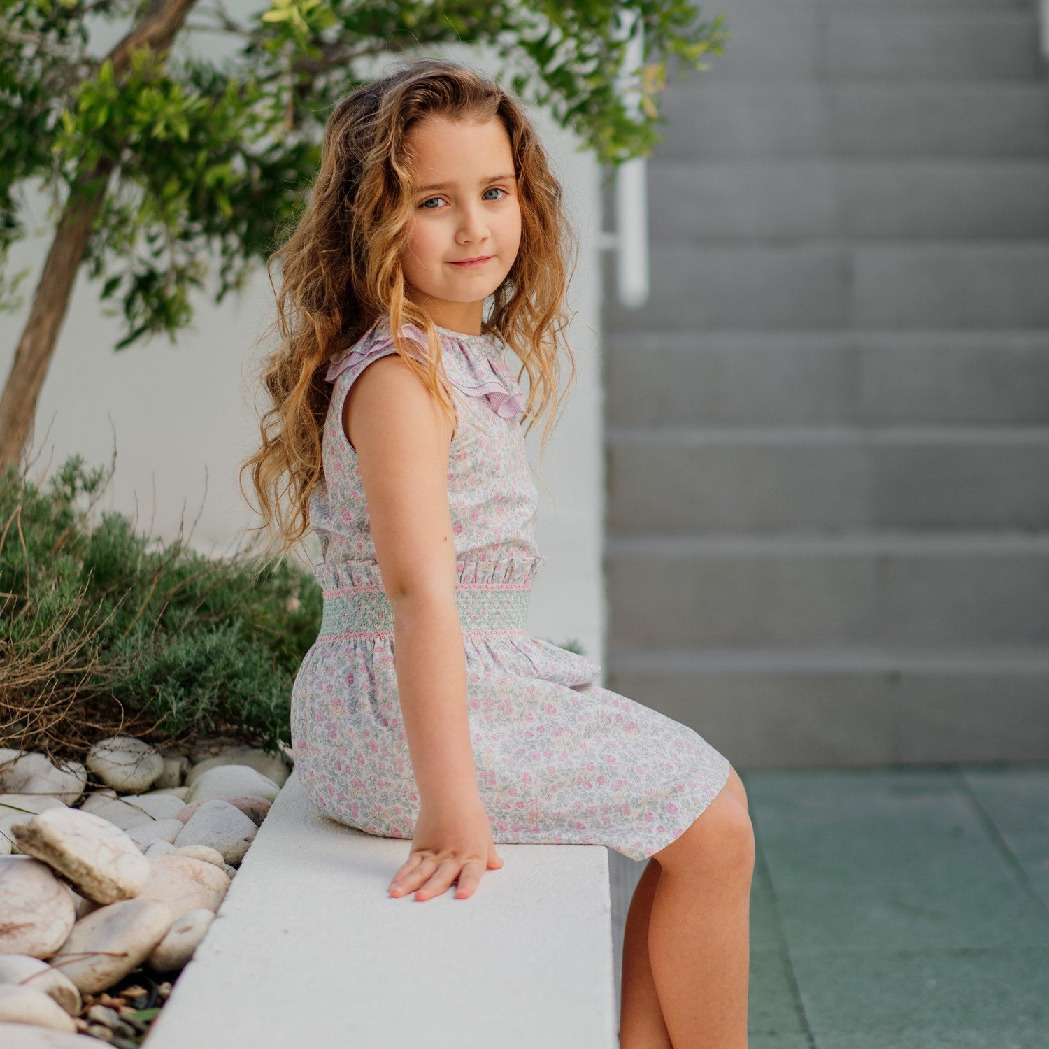 Girl Rosebud Green Hand Smocked Skirt