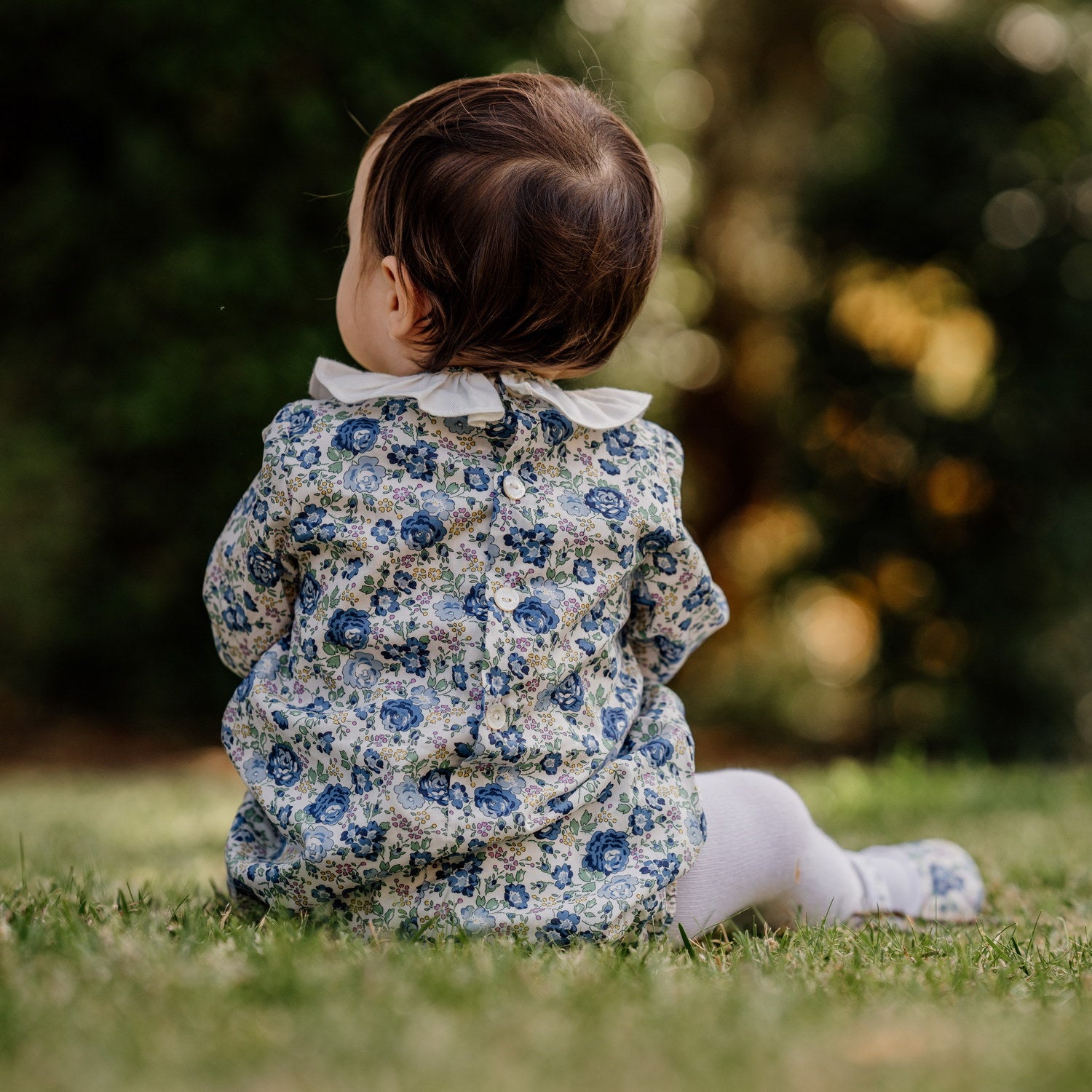 Baby Felicite Blue Liberty Hand Smocked Romper
