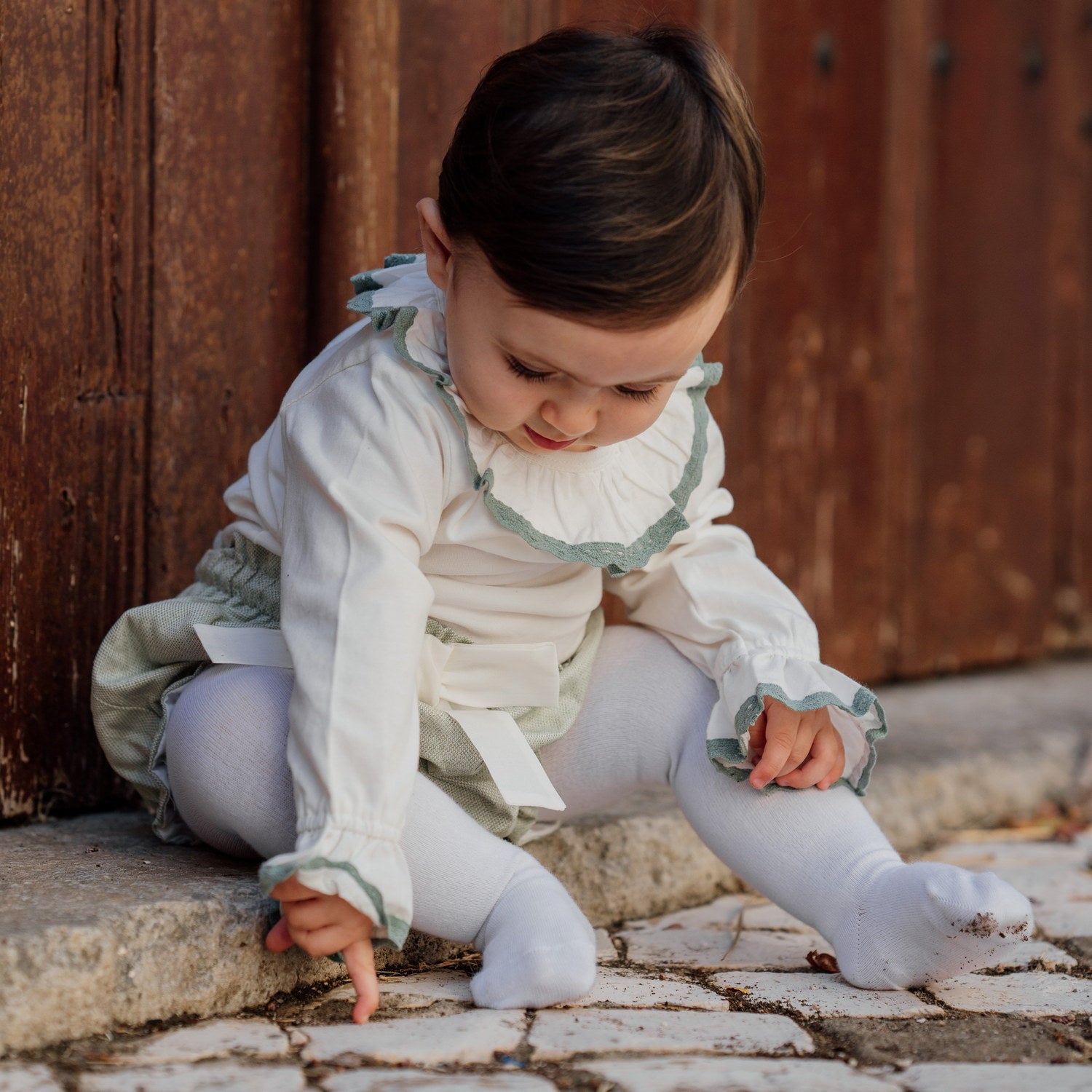 Baby Botanical Green Bow detail Bloomers