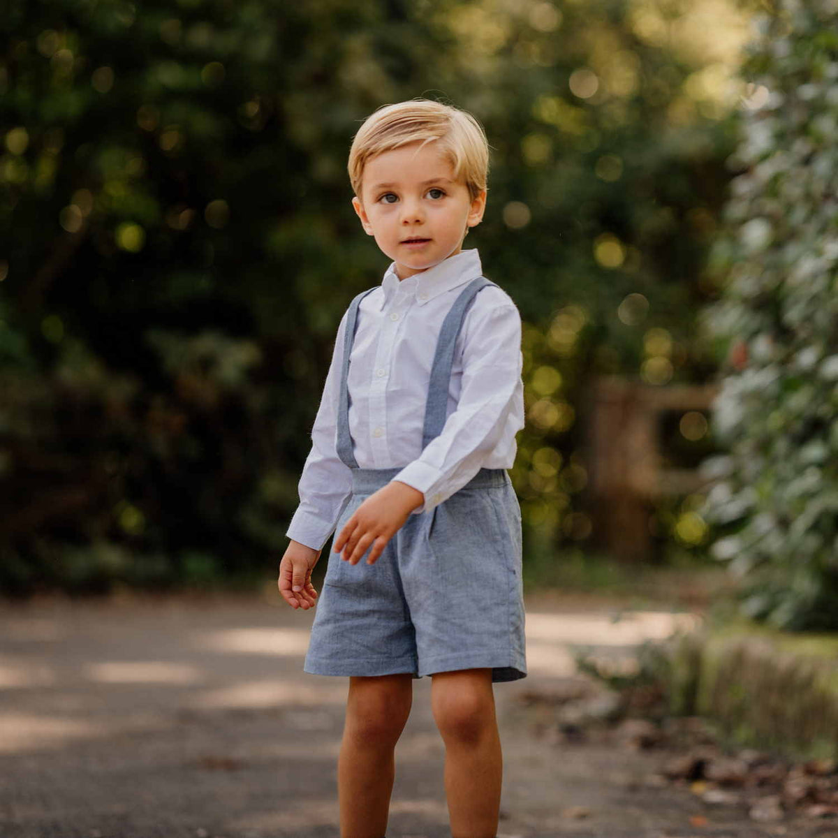 Baby Blue Flannel Shorts with Braces