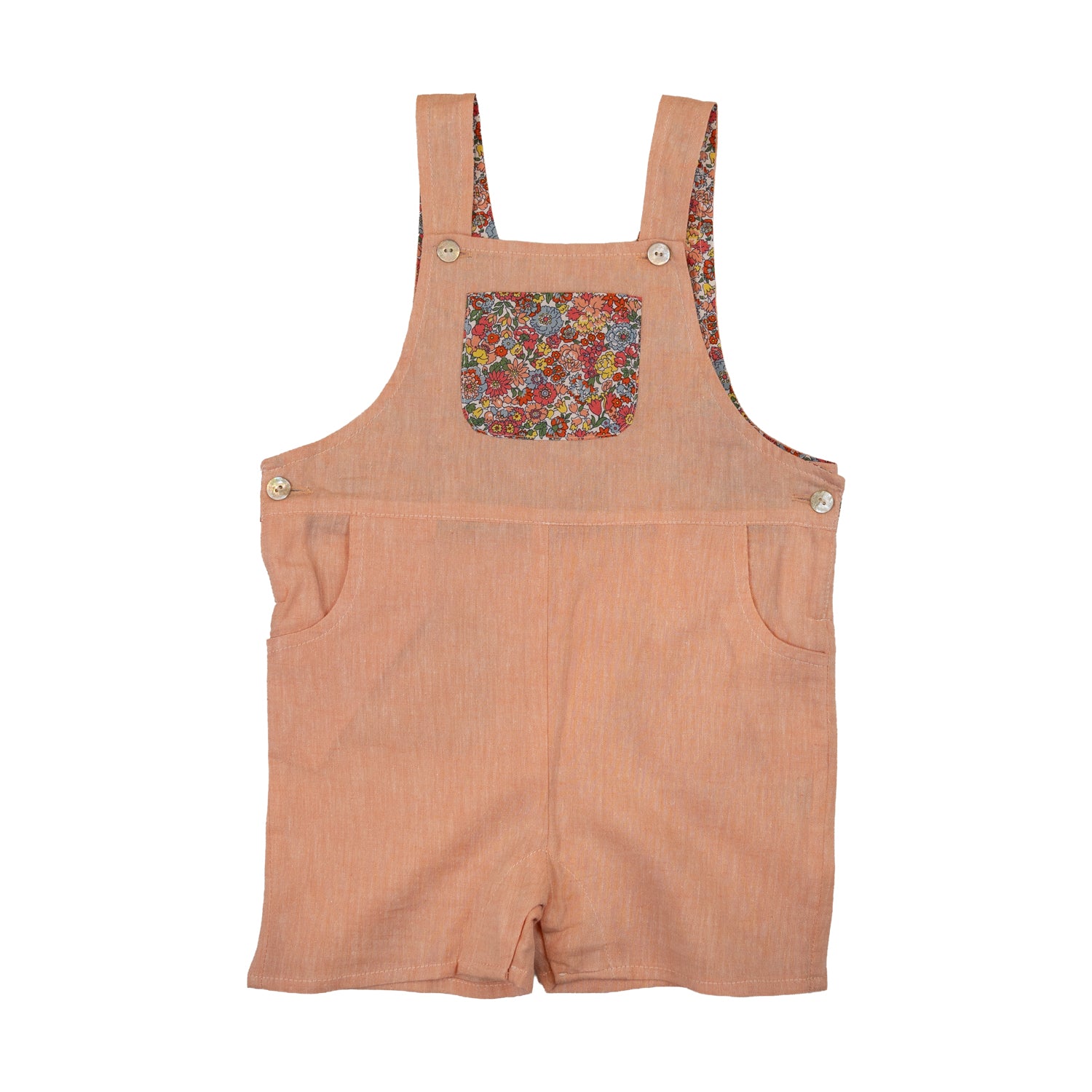 Baby Apricot Sand Linen Dungarees
