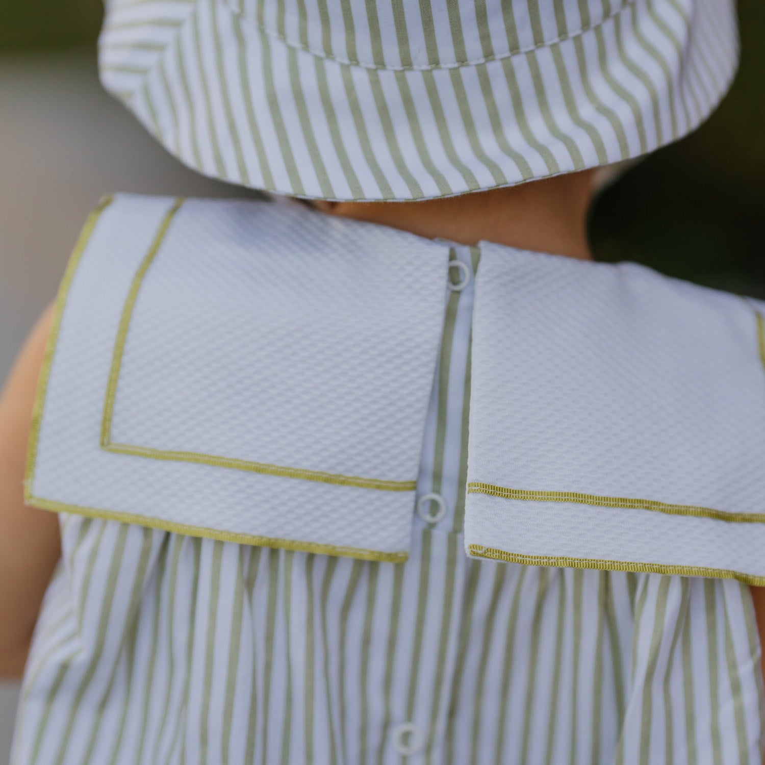 Baby Olive Bay Stripe Sailor Romper