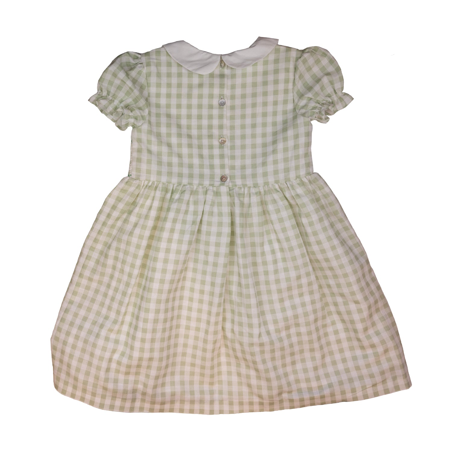 Girl Sage Gingham Hand Smocked Dress