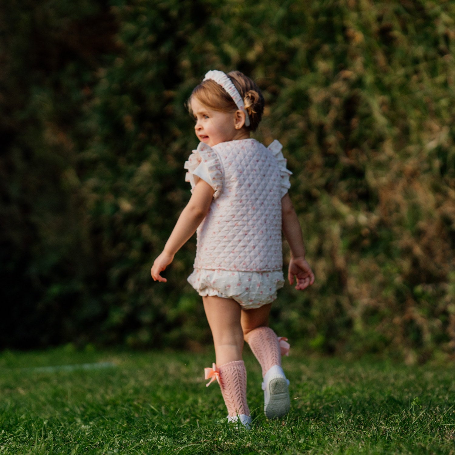 Girl Pink Flowers Quilted Sleeveless Jacket