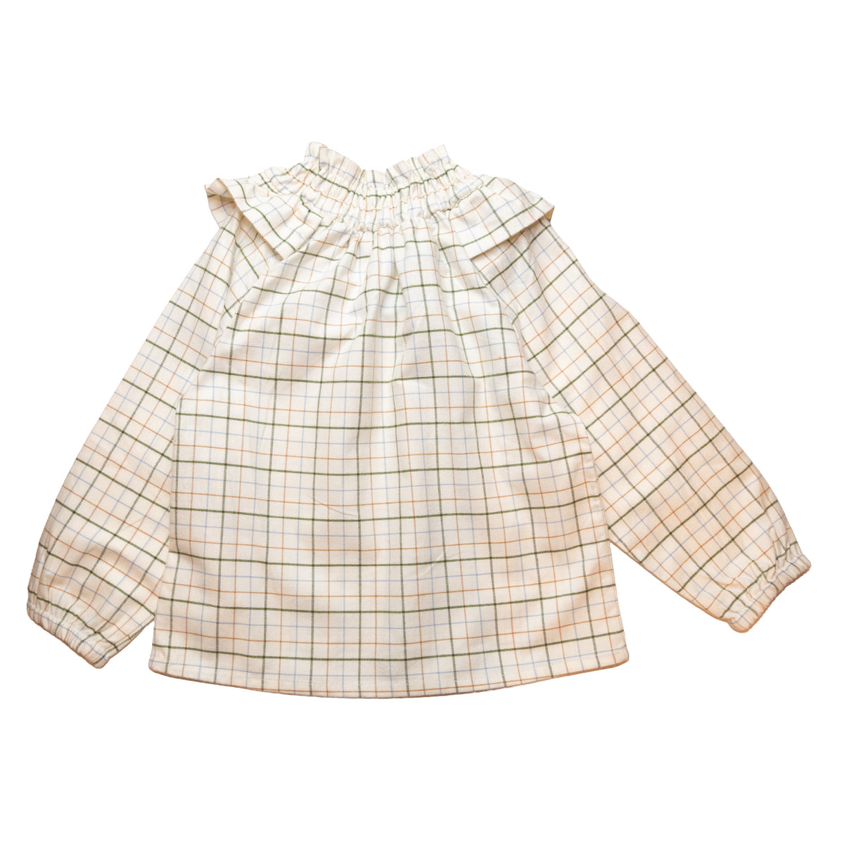 Girl Beige Check Smocked Blouse