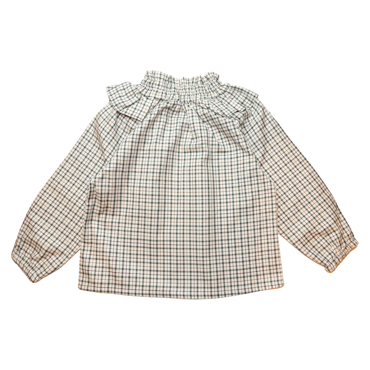 Girl Green Check Smocked Blouse