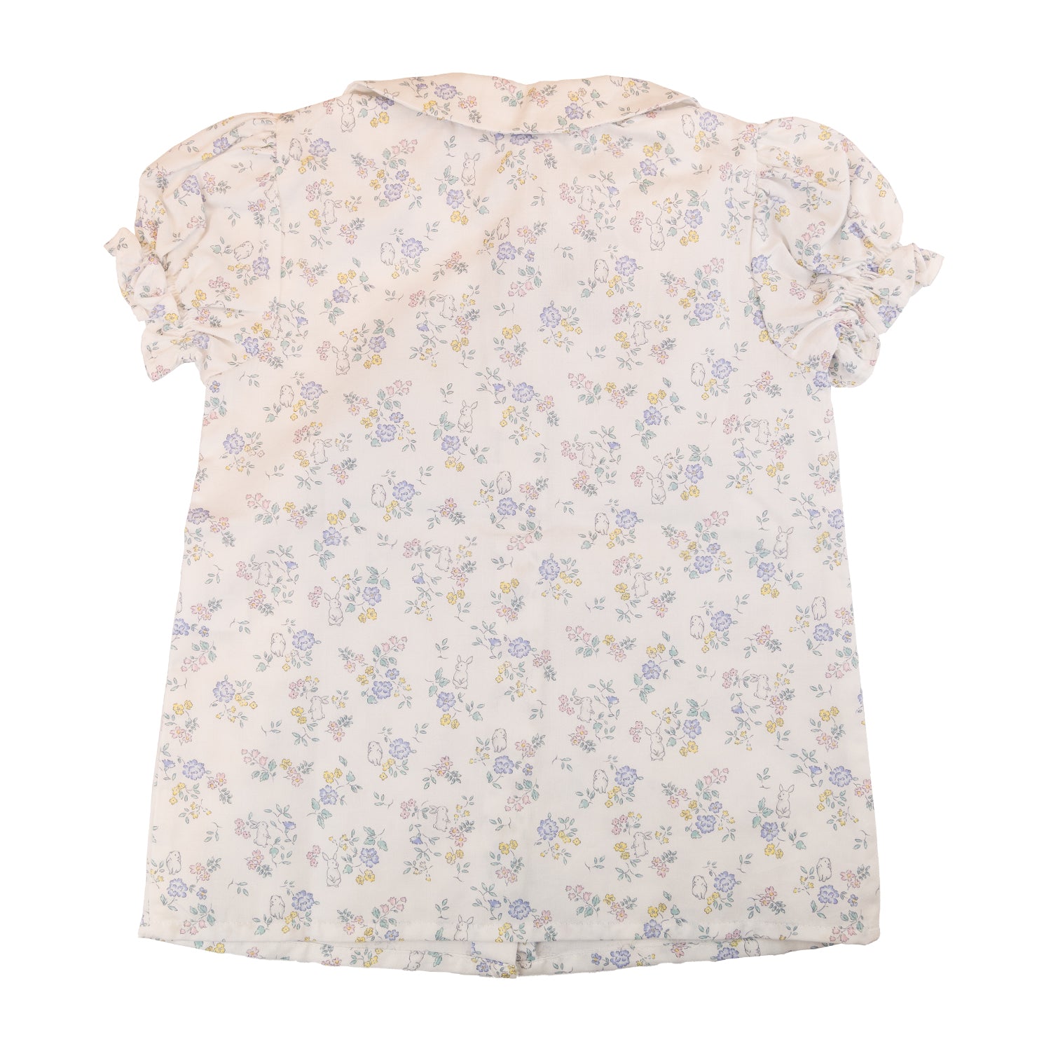 Girl White Bunnies Short Sleeve Blouse