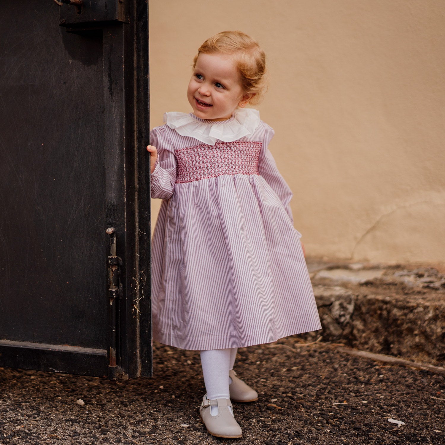 Girl Burgundy Mist Hand Smocked Dress