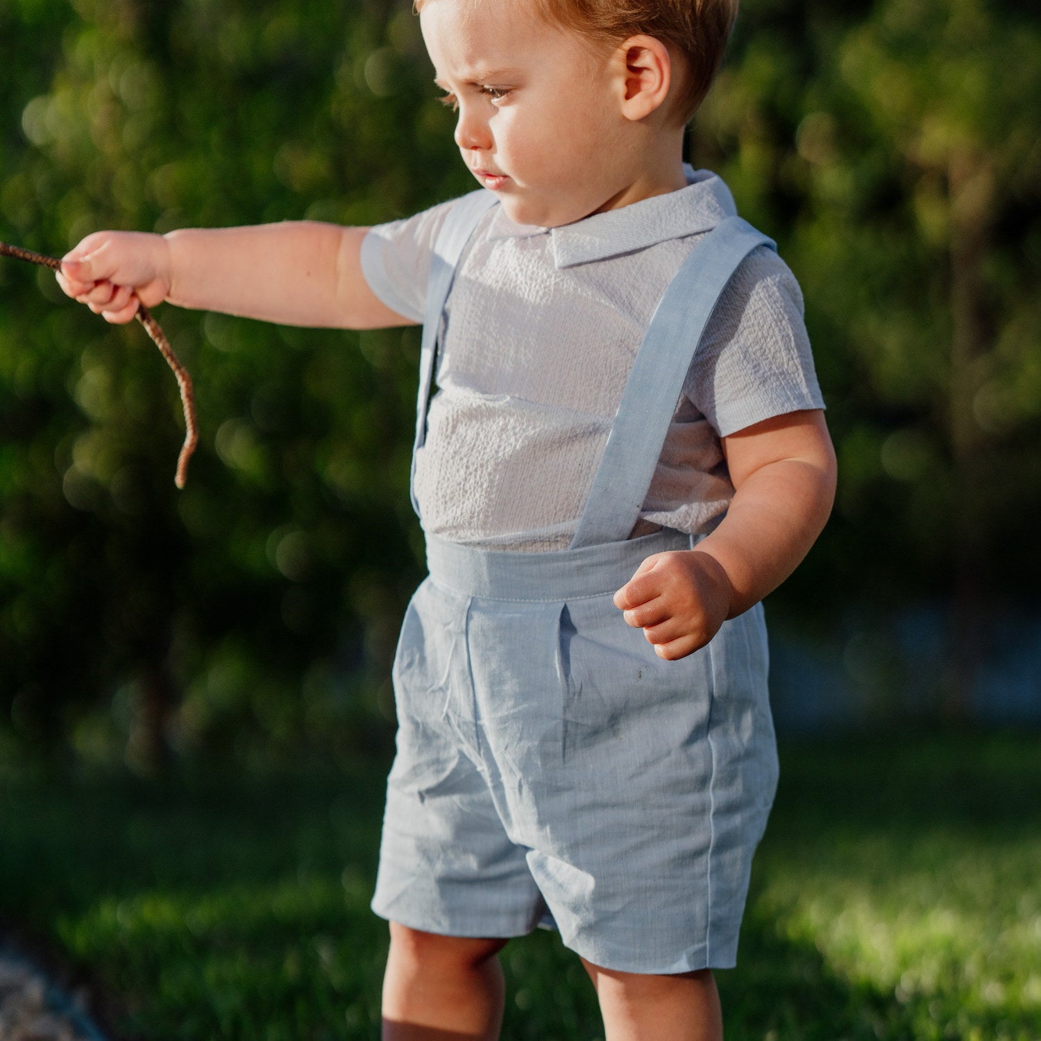 Baby Blue Dream Linen Shorts with Braces