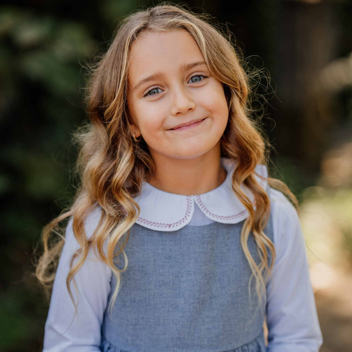 Girl Jersey Blouse with Burgundy Embroidery