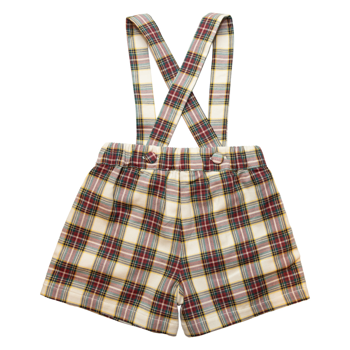 Baby Burgundy & Cream Tartan Shorts with Braces