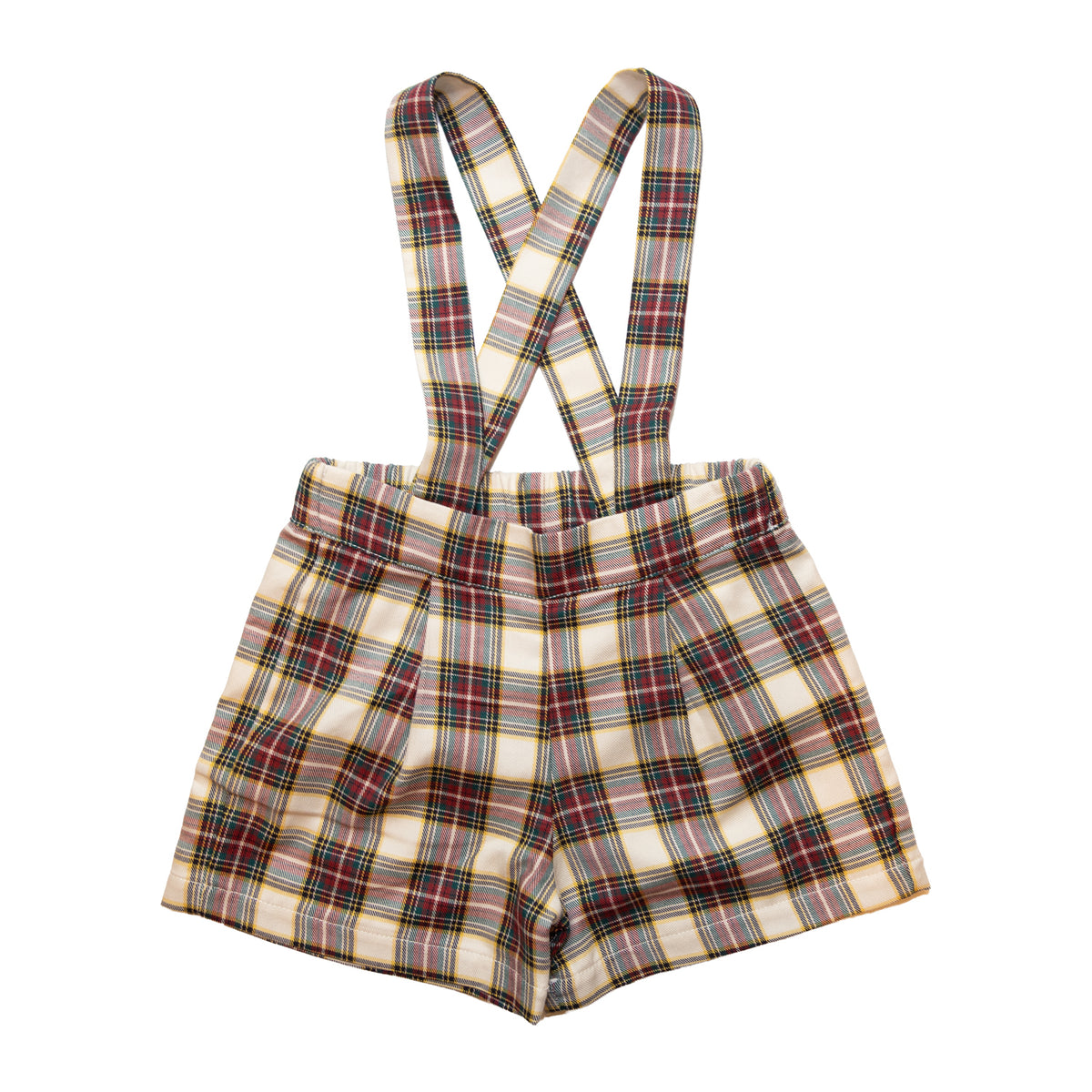 Baby Burgundy & Cream Tartan Shorts with Braces