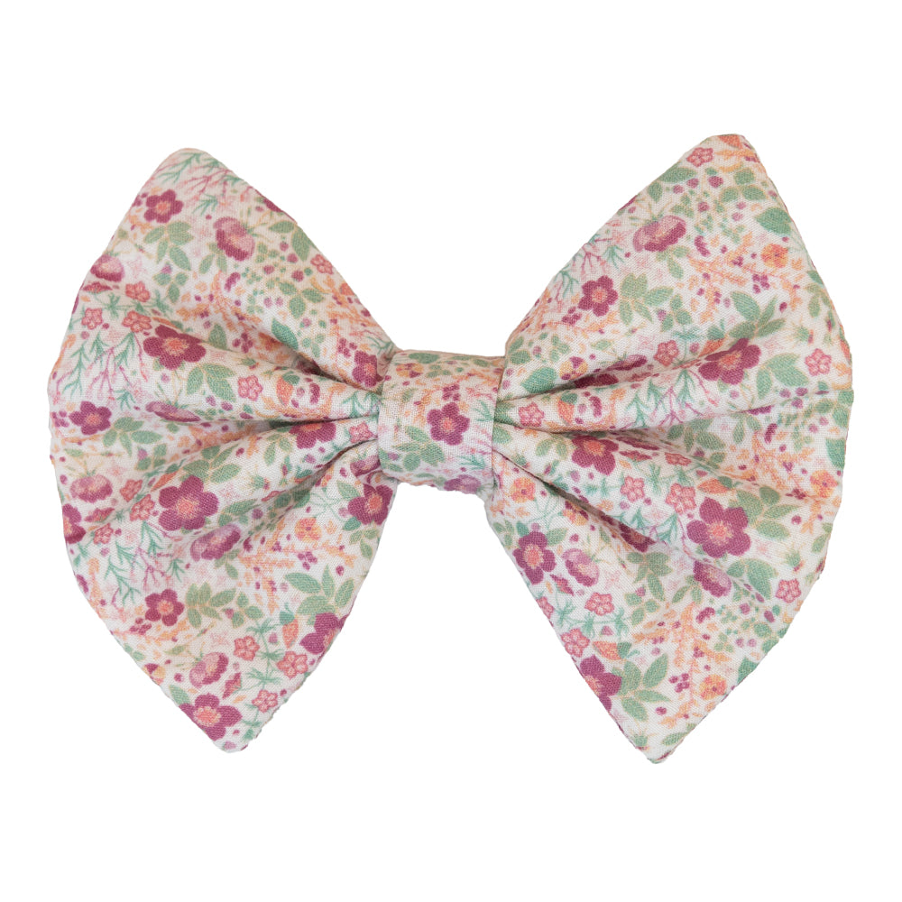Girl Dusty Pink Floral Bow Clip