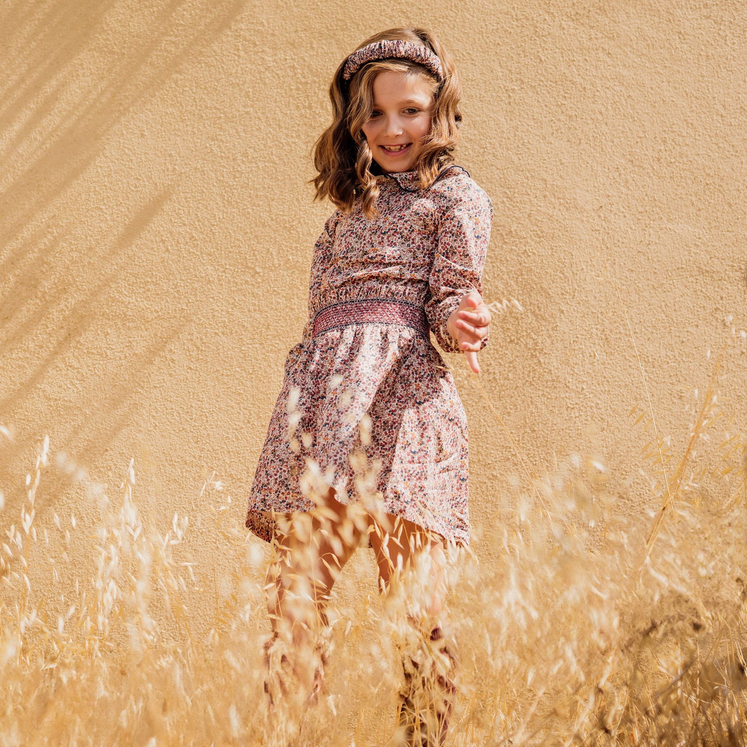 Girl Wiltshire Bud Liberty Hand Smocked Waist Skirt